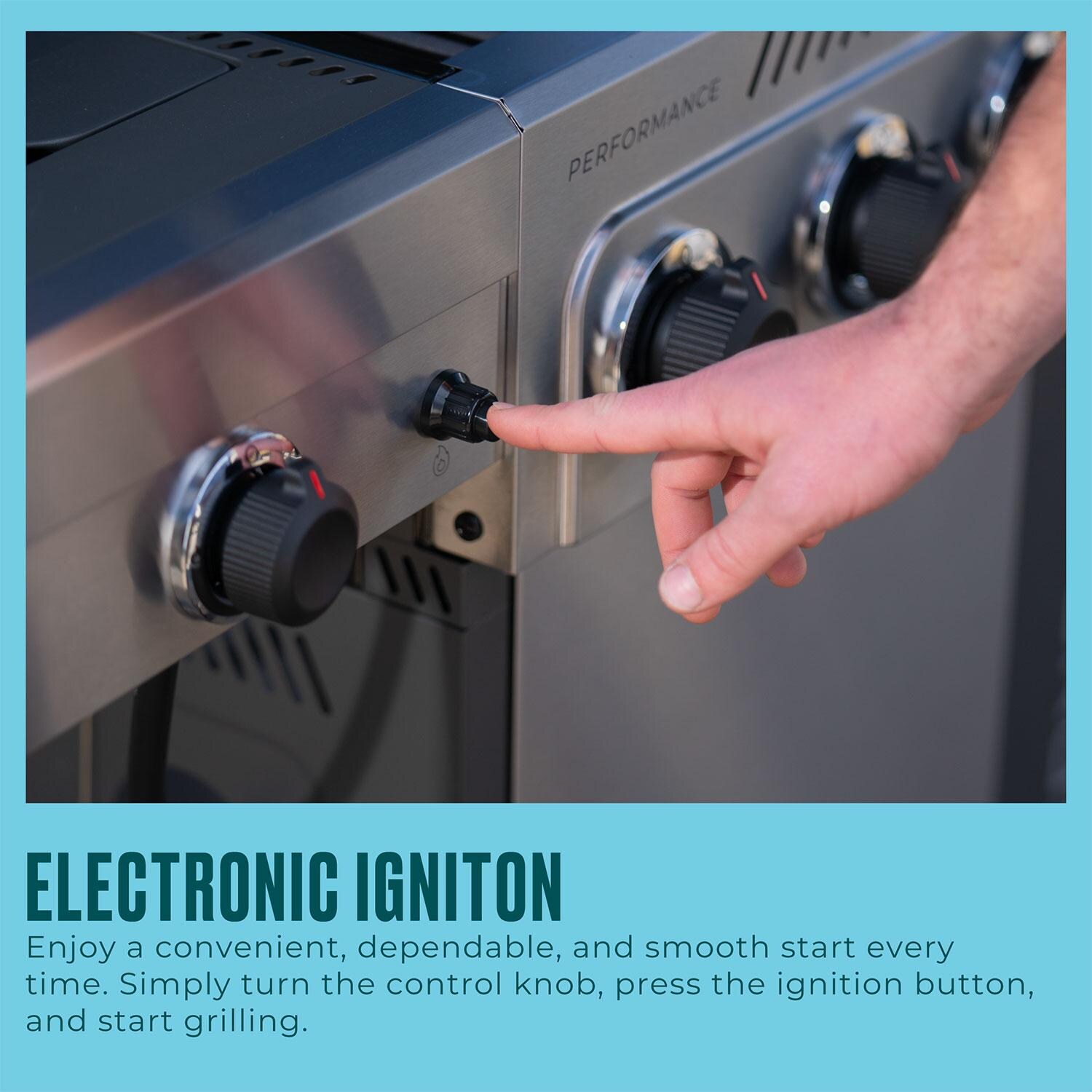 Charbroil 463348725 Performance Series 4-Burner Propane Grill Cabinet W/ Side Burner - Stainless Steel - Electronic Ignition - Detail thumbnail