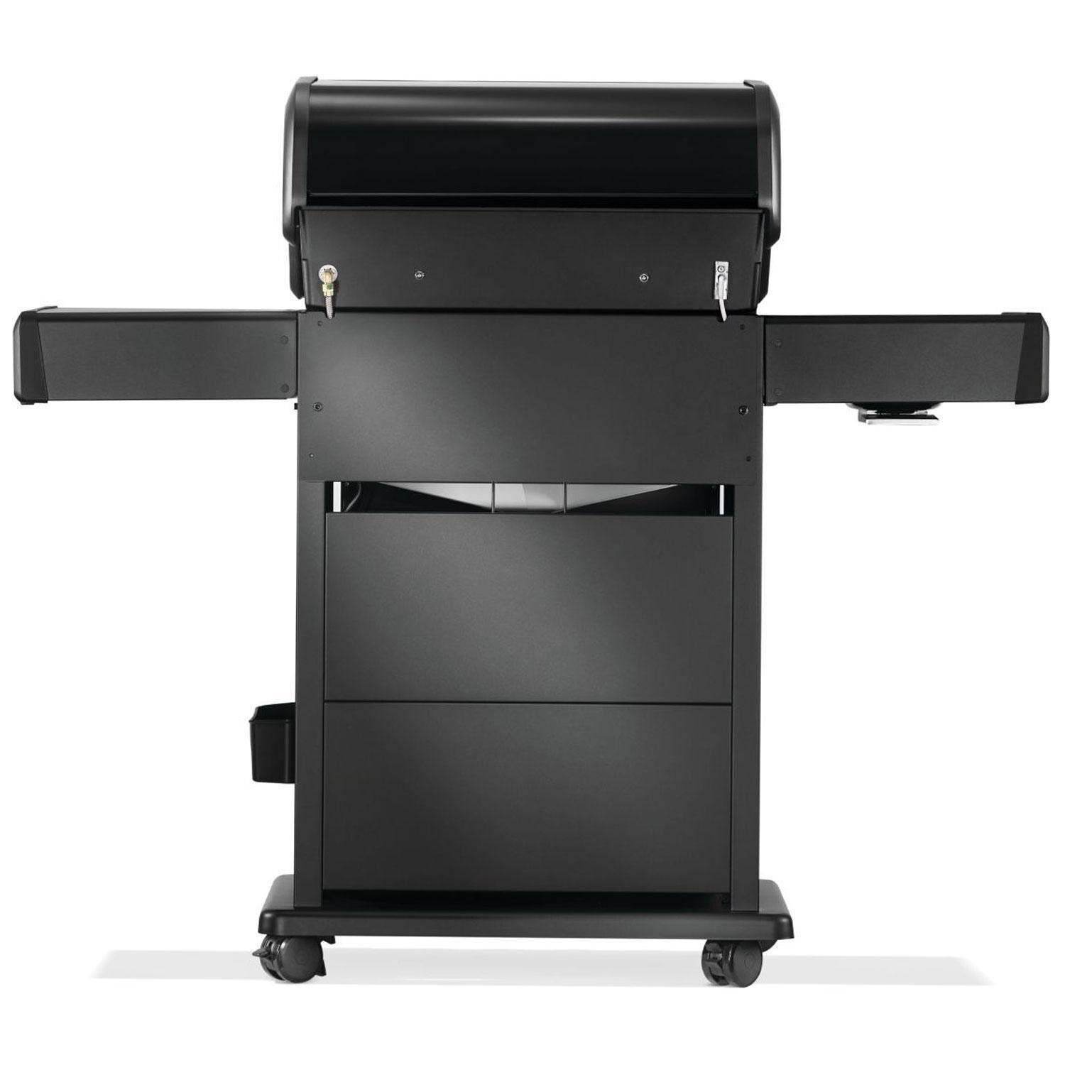 Napoleon RPS425RSIBNK-2-PHM Phantom Rogue PRO-S 425 Propane Gas Grill w/ Infrared Side & Rear Burners - Matte Black - Rear View - White Background thumbnail
