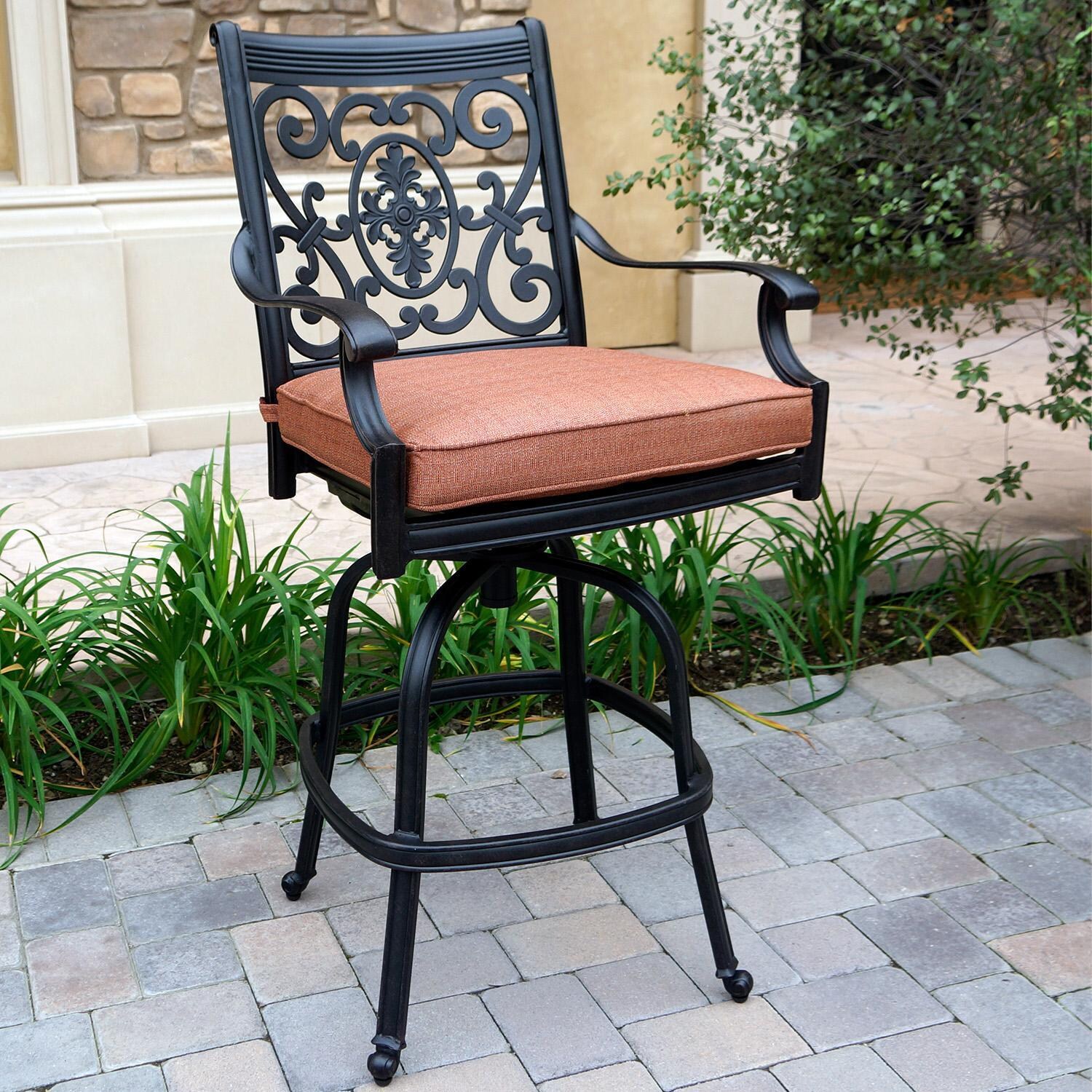 Darlee St. Cruz 5-Piece Patio Bar Set with Cushions and 75 Inch Party Bar - Chair W/ Cushion - Lifestyle thumbnail