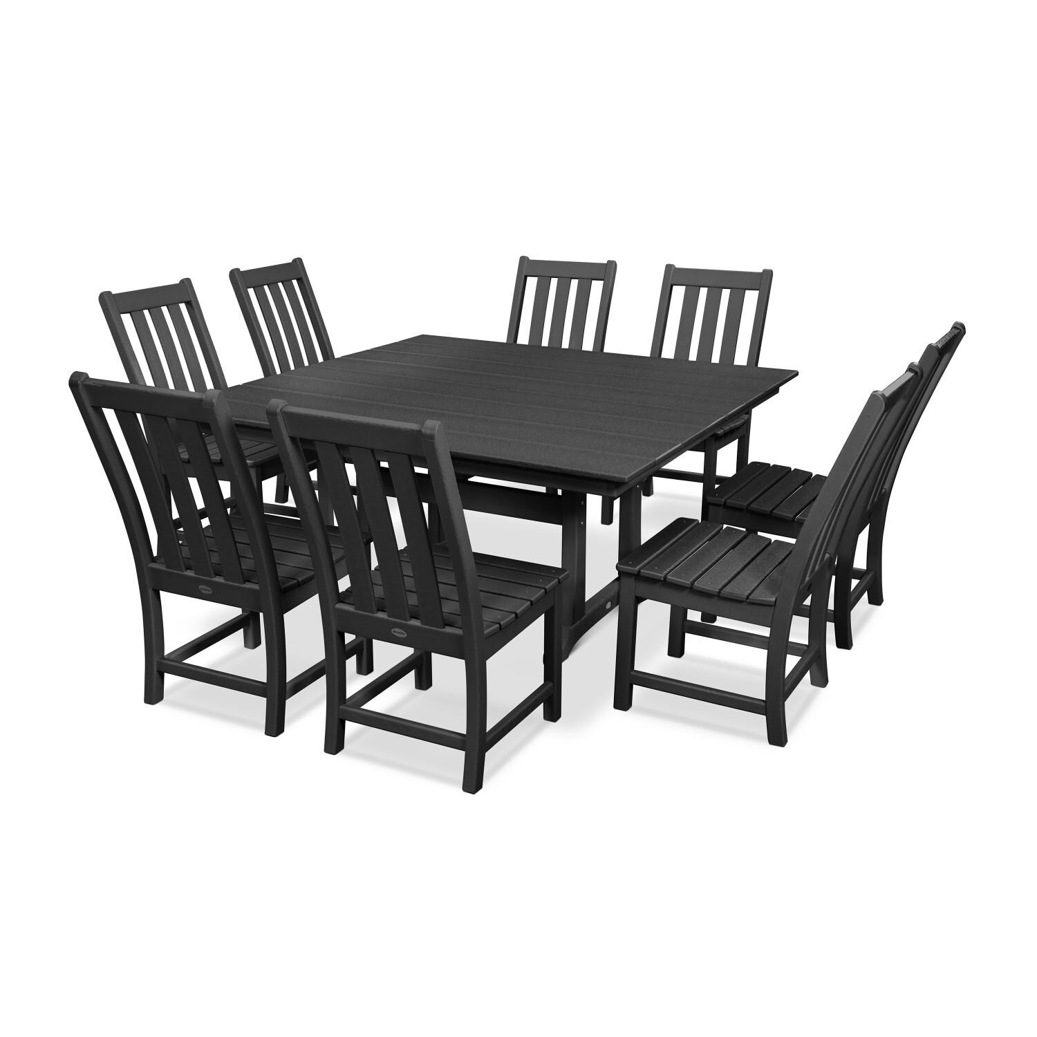 POLYWOOD PWS342-1-BL Vineyard 9-Piece Farmhouse Trestle Dining Set thumbnail
