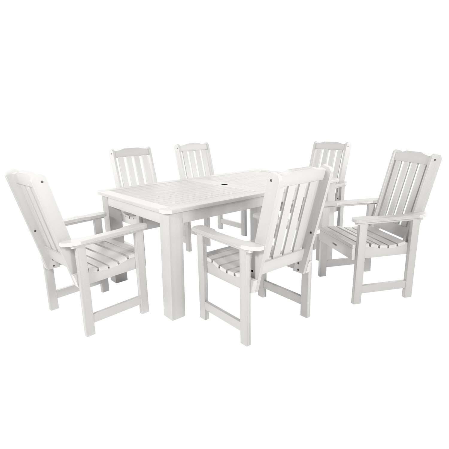 Hart Lane 7 Pc Rectangular Dining Set in White By Lakeview Outdoor Designs - White Background thumbnail