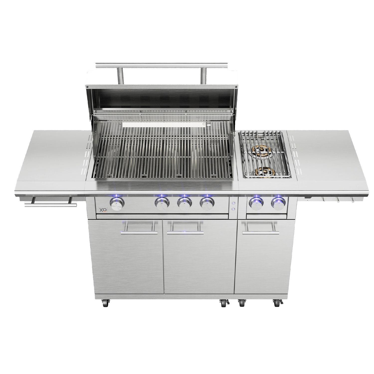 XO Appliance XOGSIDEBXLTL 12 1/2-in Performance XLT Propane Double Side Burner - Attached to Grill Cart - Overhead View - White Background thumbnail