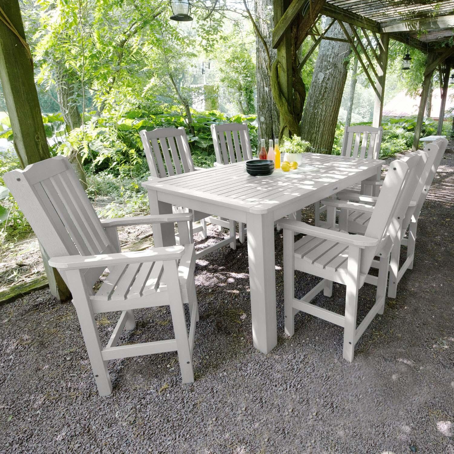 Hart Lane 7 Pc Recycled Plastic Rectangular Counter Height Dining Set in White by Lakeview Outdoor Designs