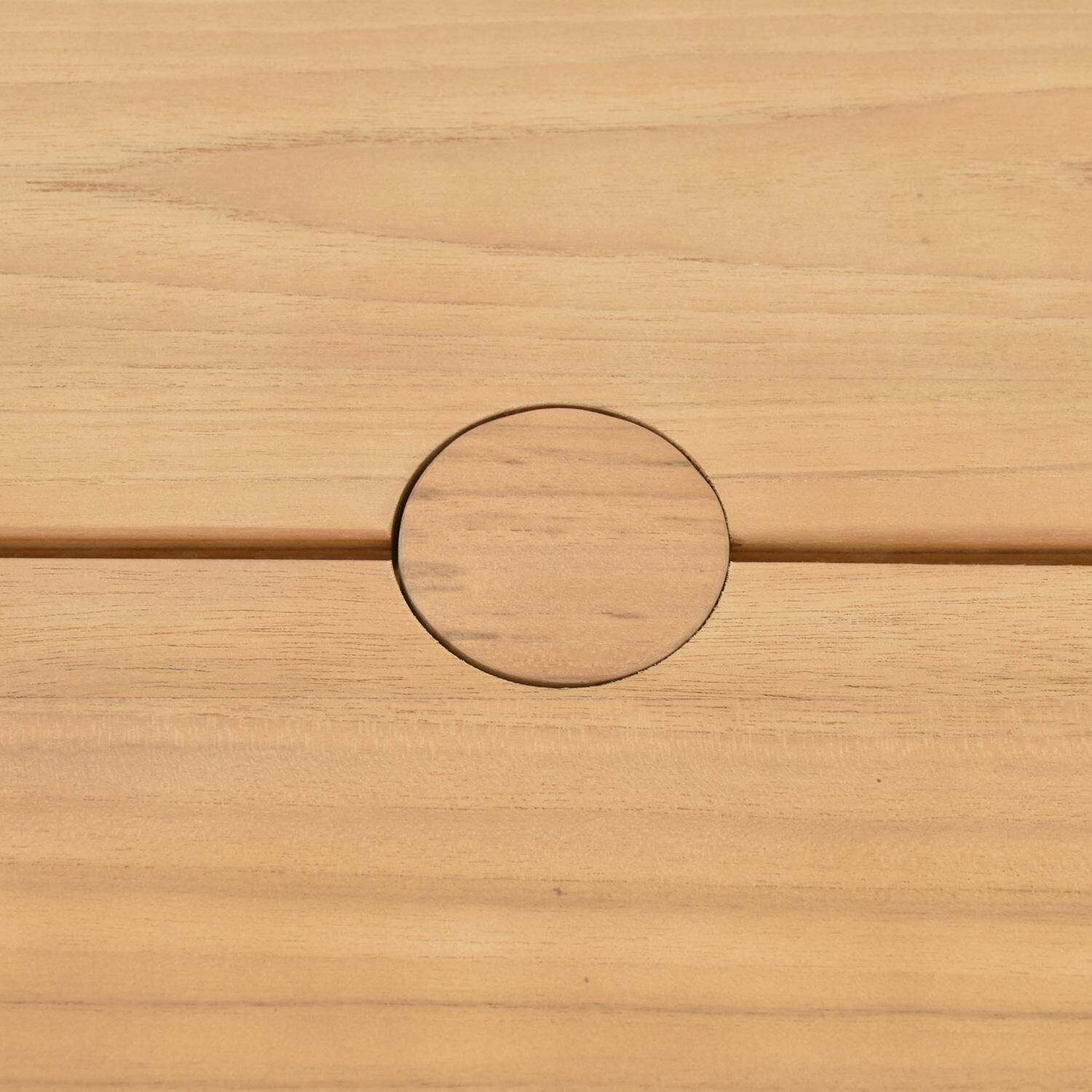 Lakeview Outdoor Designs LV-377-7 Ridgeview 5 Pc Teak Dining Set in Beige - Umbrella Hole Cover In - Detail thumbnail