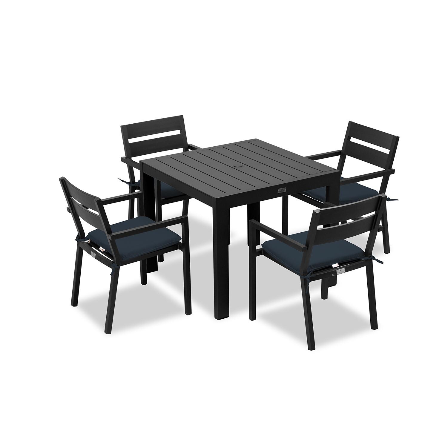 Calm Bay Classic 5 Pc Square Dining Set in Black/Spectrum Indigo by Lakeview - White Background thumbnail