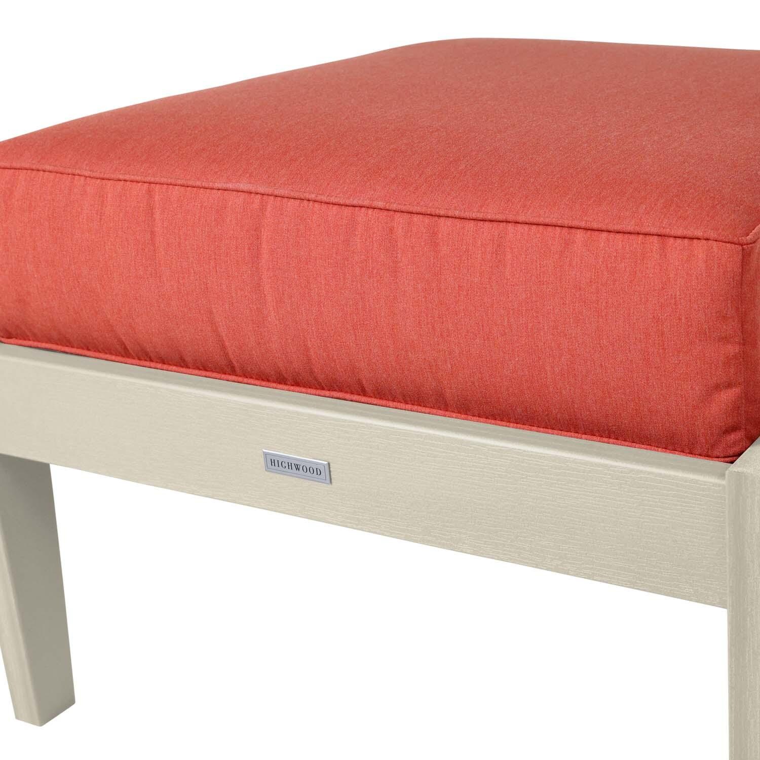 Blushing Bay Recycled Plastic Ottoman in Canvas Persimmon/Whitewash by Lakeview Outdoor Designs - Frame - Detail thumbnail