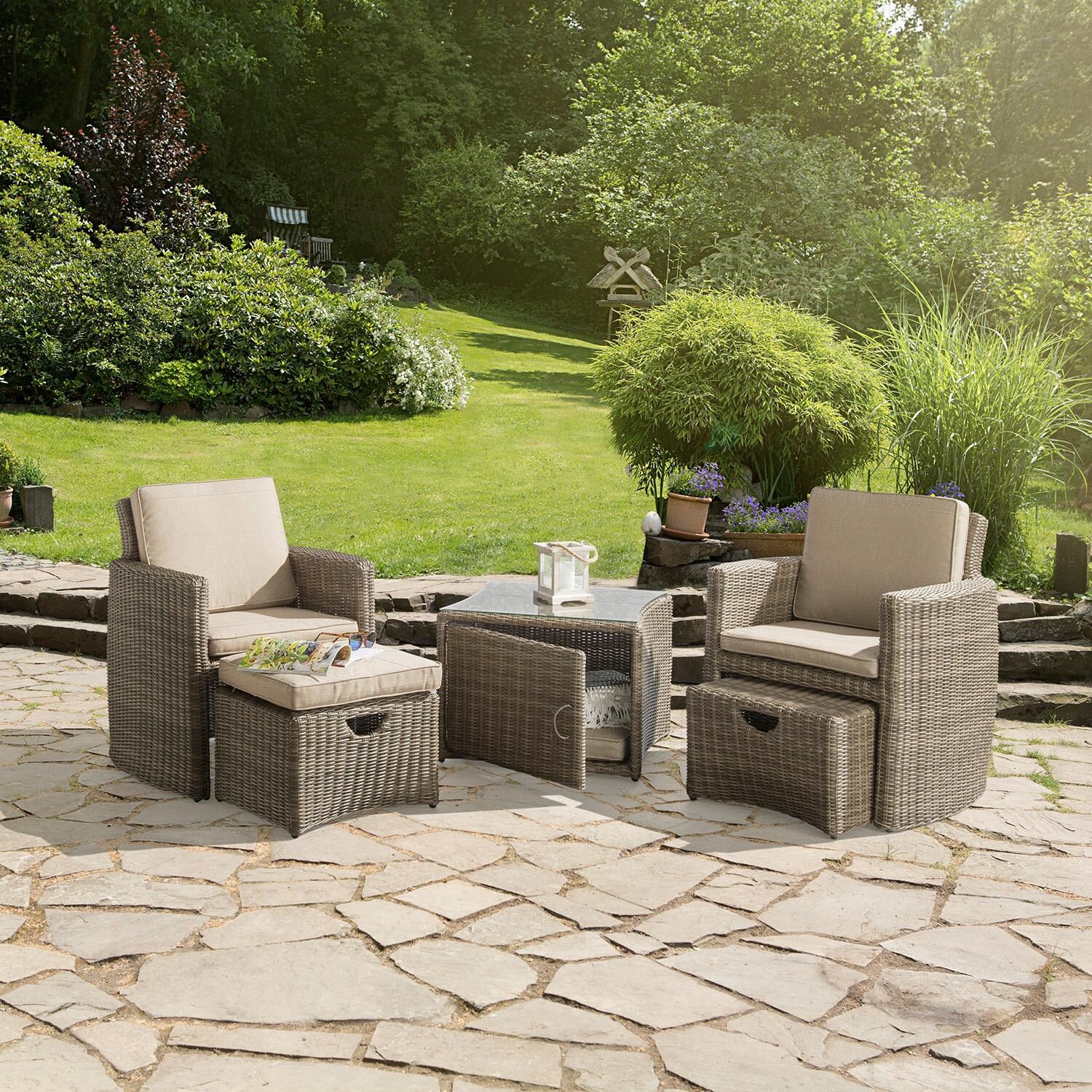 Cupido 5 Pc Wicker Seating Set in Rattan/Cast Ash by KETTLER