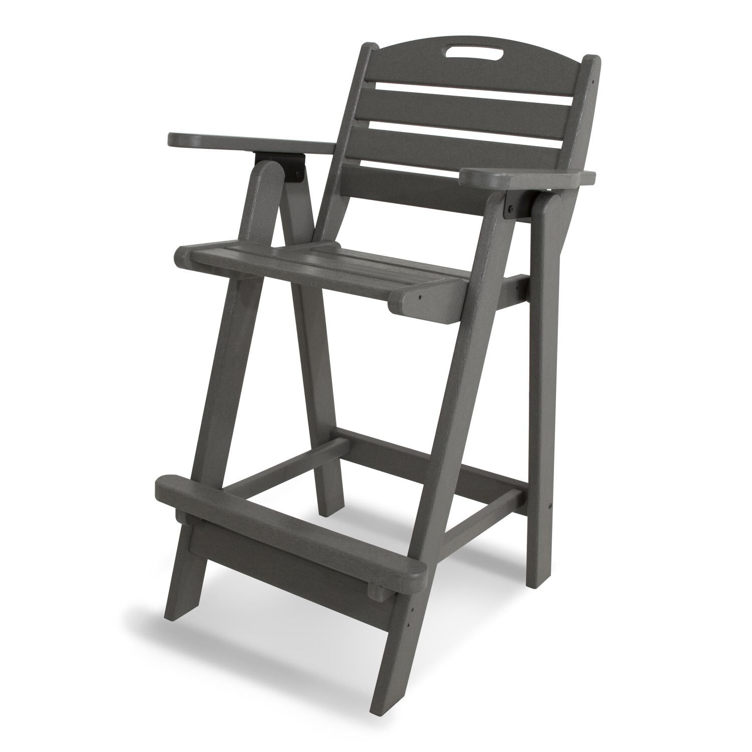 Nautical Slate Gray Recycled Plastic Wood Patio Bar Stool ...