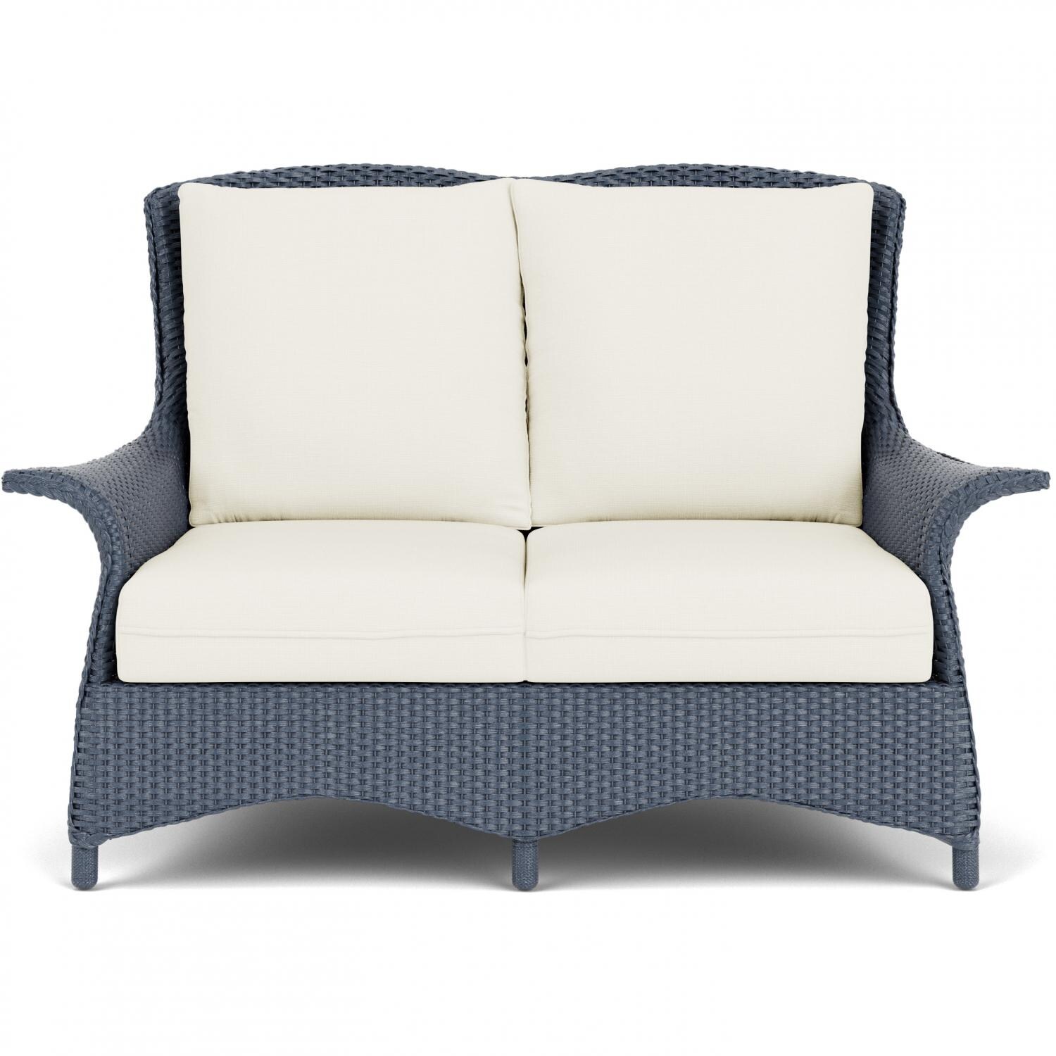 Lloyd Flanders Mandalay Loveseat In Denim Blue Finish With Sailcloth Salt Fabric thumbnail