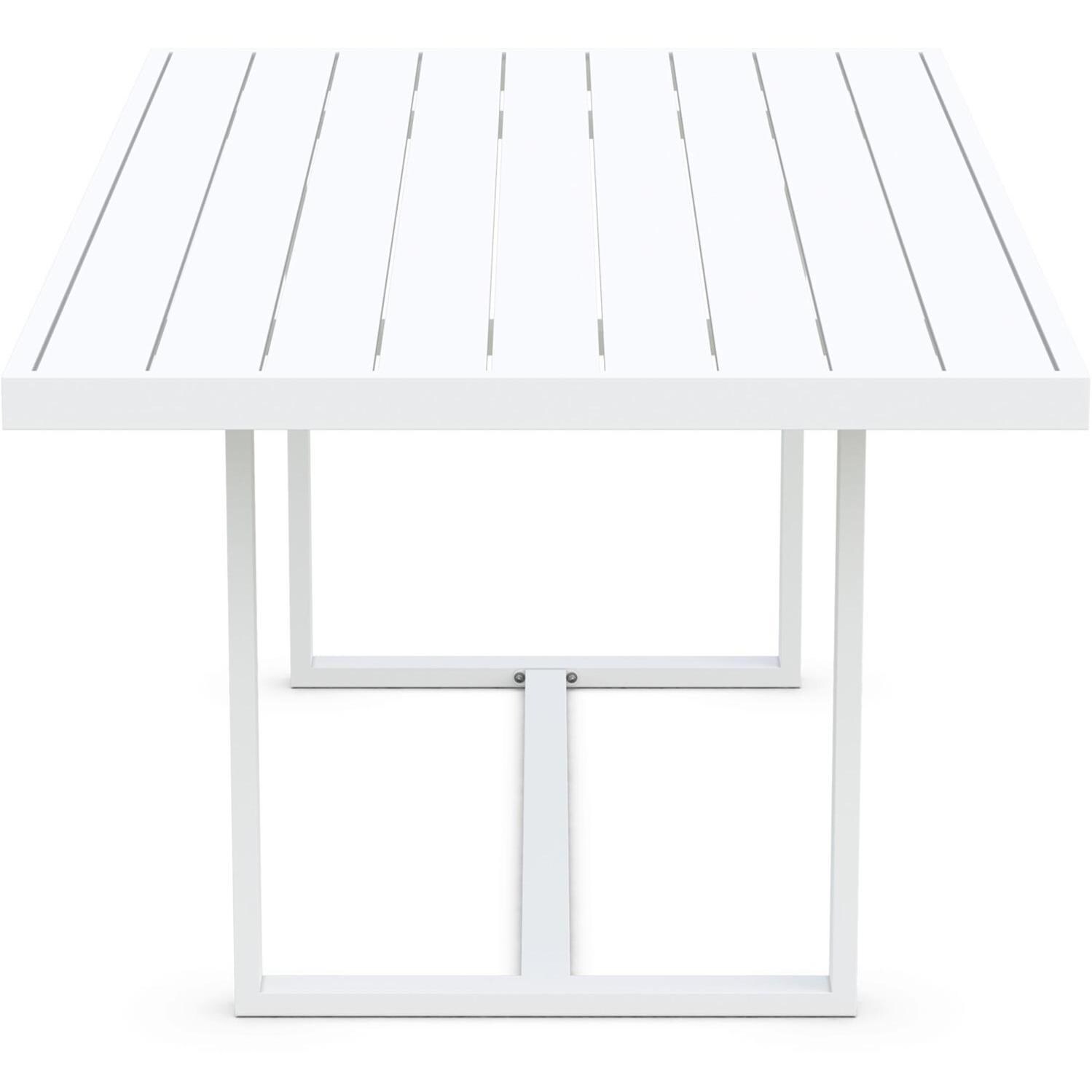 Azzurro Living Pavia 71 Inch White Aluminum Dining Table - Side - White Background thumbnail
