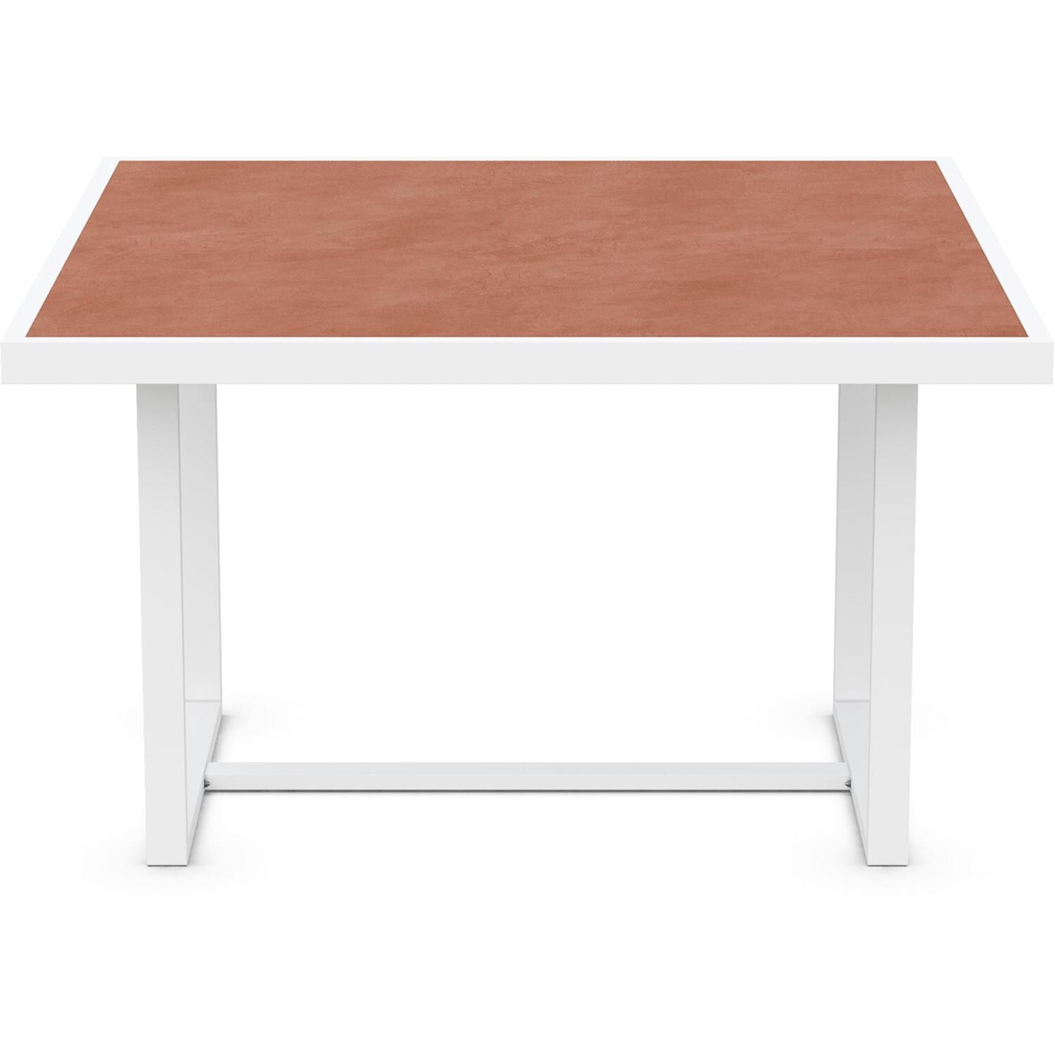 Azzurro Living Pavia 48 Inch White Aluminum Dining Table W/ Umber Dekton Top - Front - White Background thumbnail