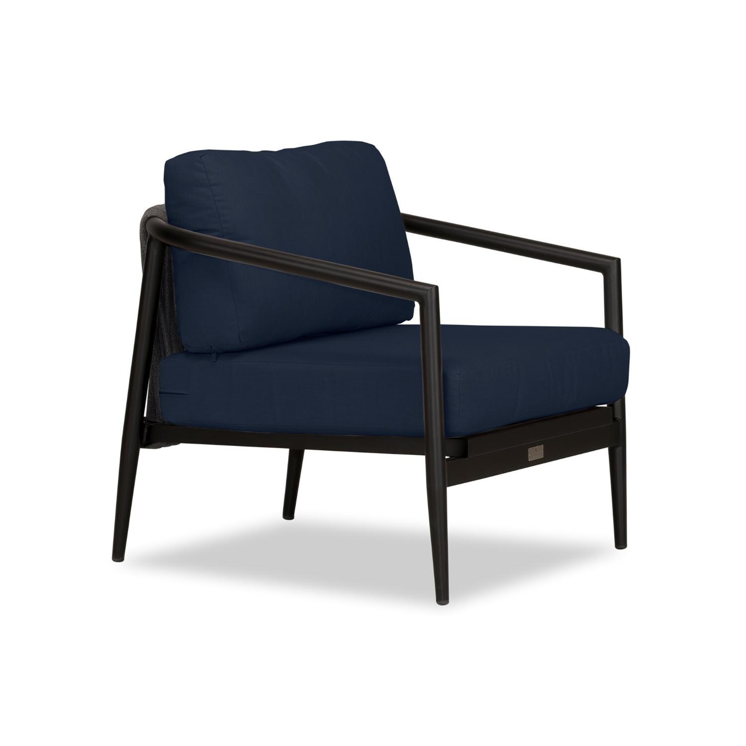 Lakeview Midnight Cove Aluminum Club Chair in Black/Carbon/Spectrum Indigo - Angled - White Background thumbnail