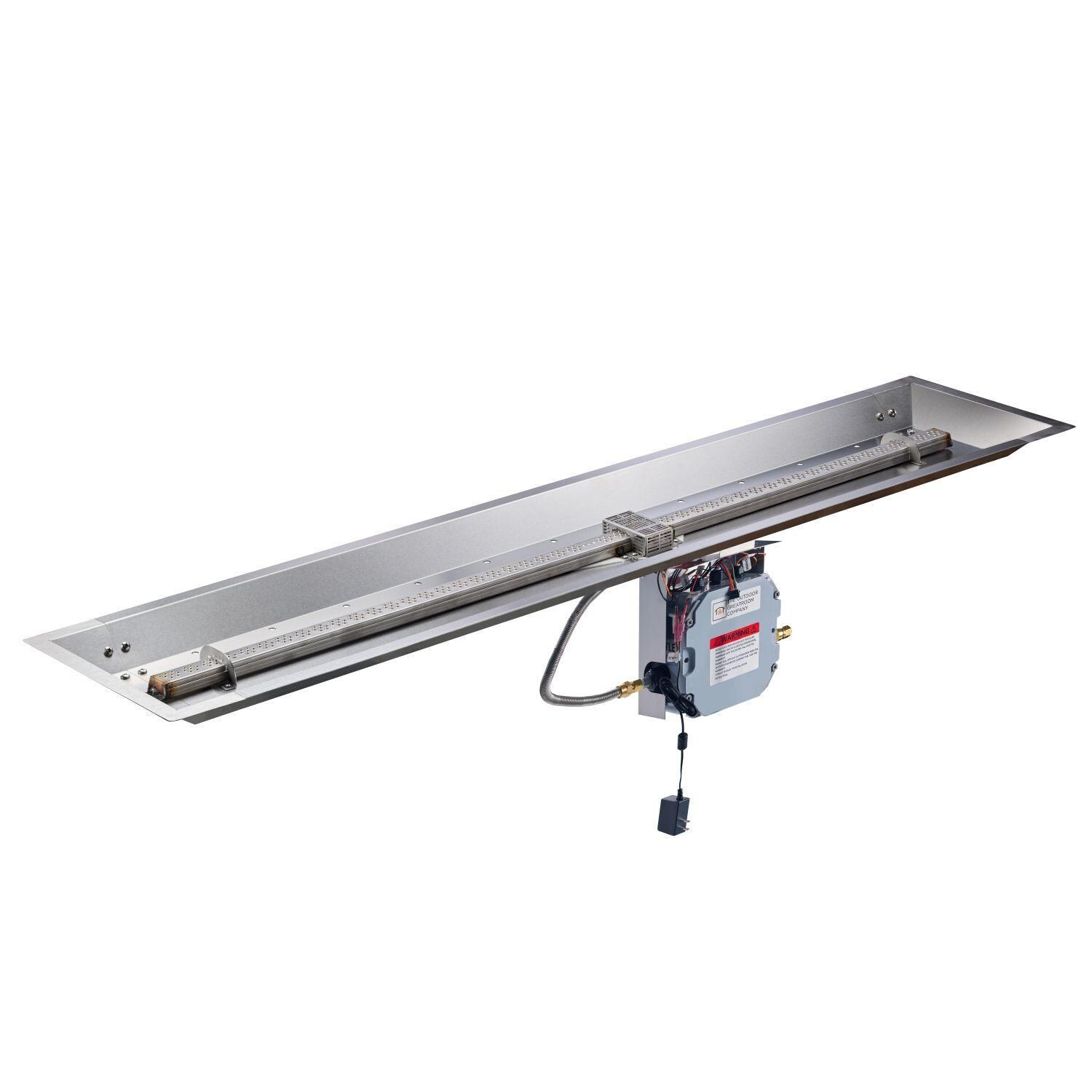 The Outdoor GreatRoom Company CFP1264DSILP-B Crystal Fire Plus 64-in Linear Electronic Ignition Propane Gas Fire Pit Burner Kit - Display - White Background thumbnail