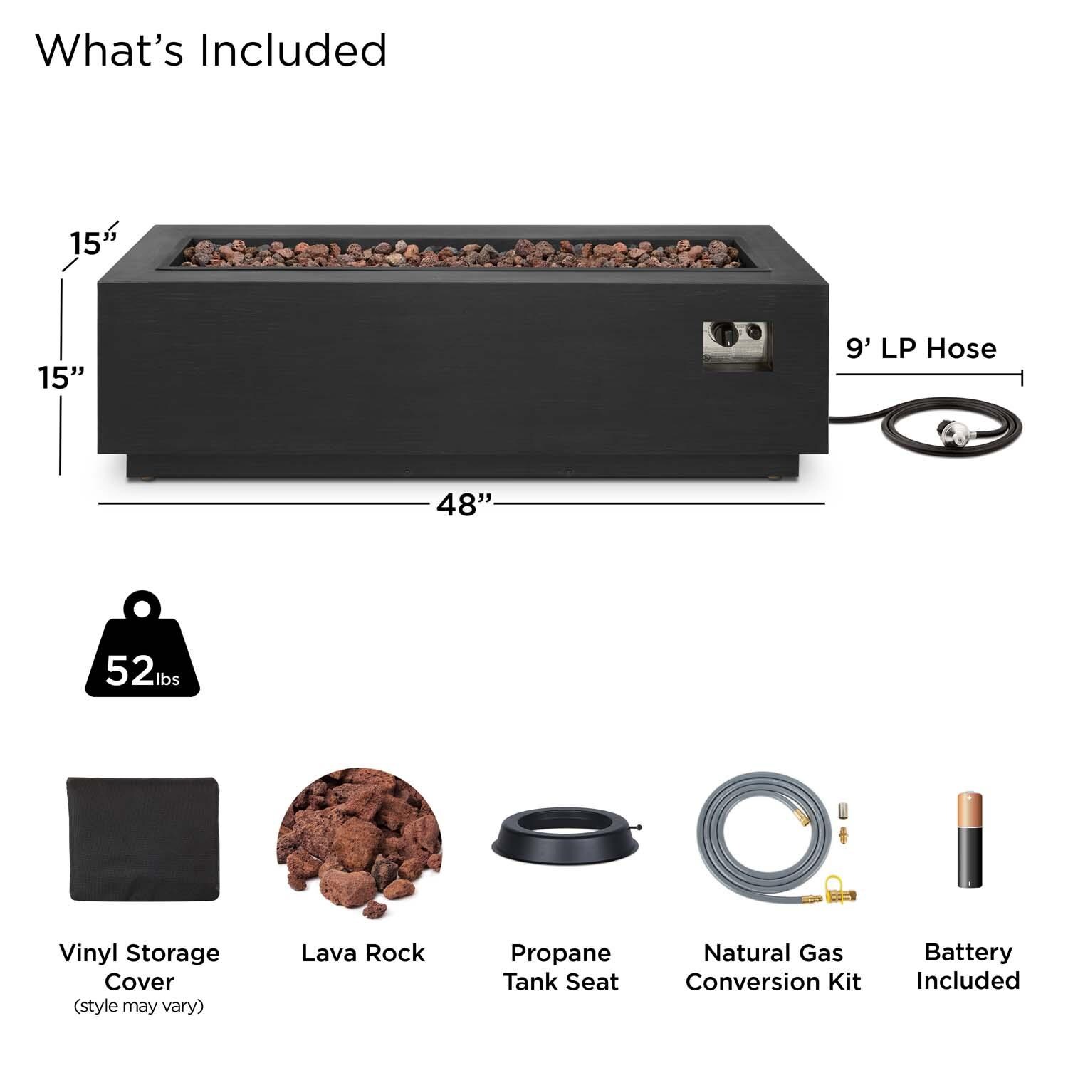 Du Monde 48 Inch Rectangular Iron Propane Fire Pit Table in Gray by Lakeview Outdoor Designs - Included thumbnail