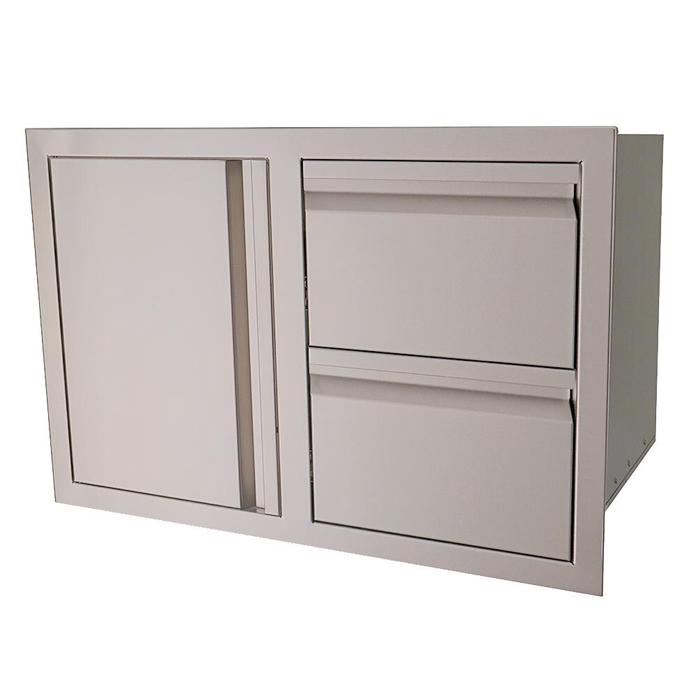 RCS VDC1SCL Valiant Double Soft Close Drawer & Left Hinged Door Combo - Angled Right - White Background thumbnail