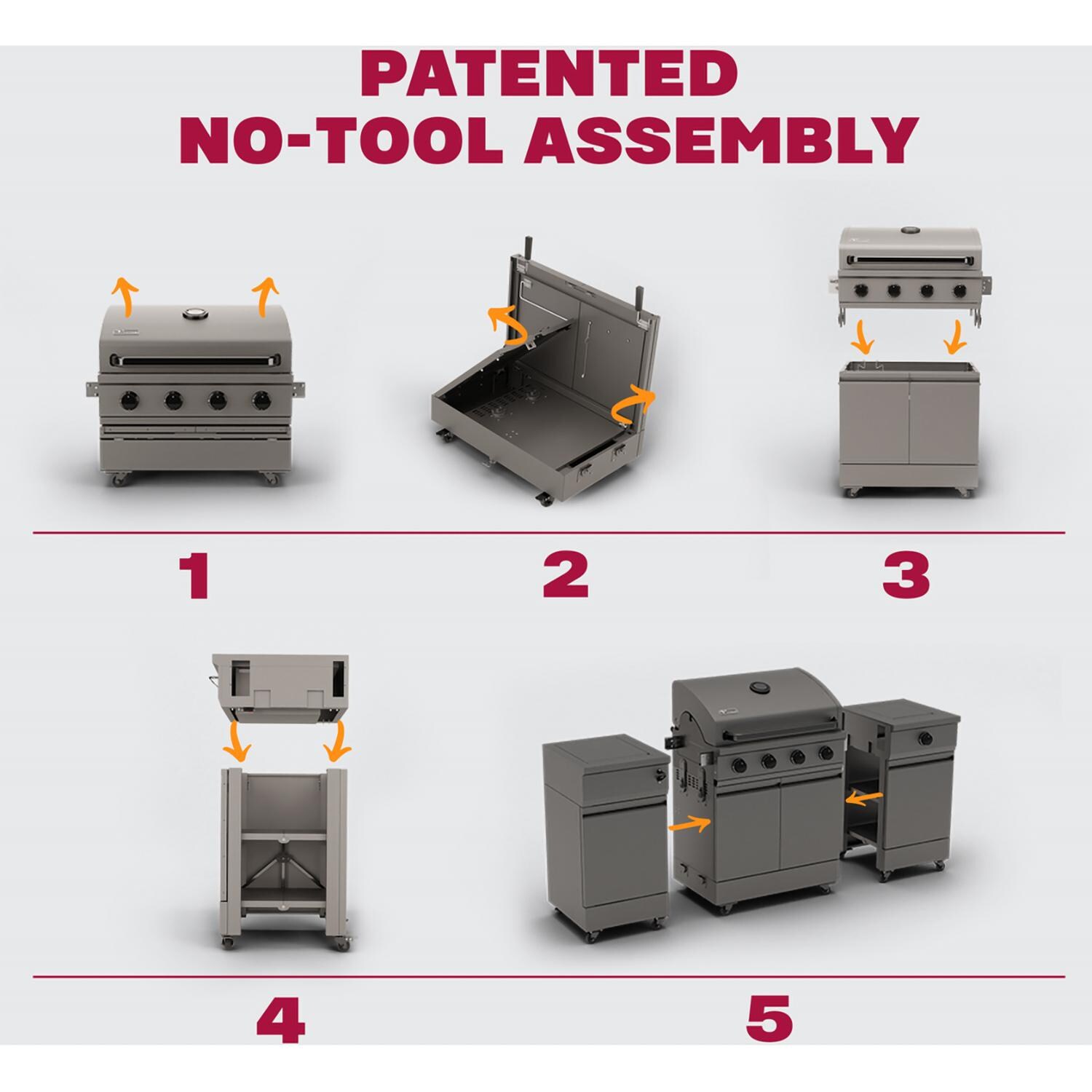 TYTUS TDT-021-0101 Fresno Series Gunmetal Gray Island Propane Grill - No Tool Assembly - Detail thumbnail