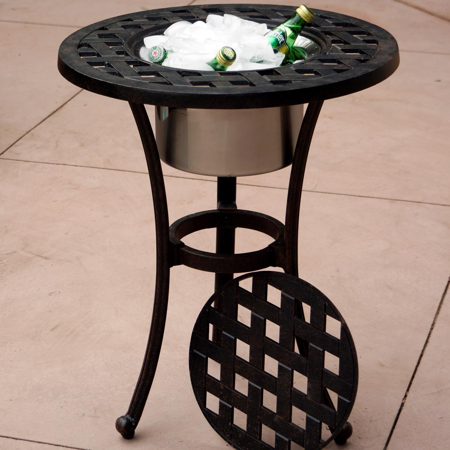 Series 30 Cast Aluminum Patio End Table With Ice Bucket Insert By Darlee - On The Patio thumbnail