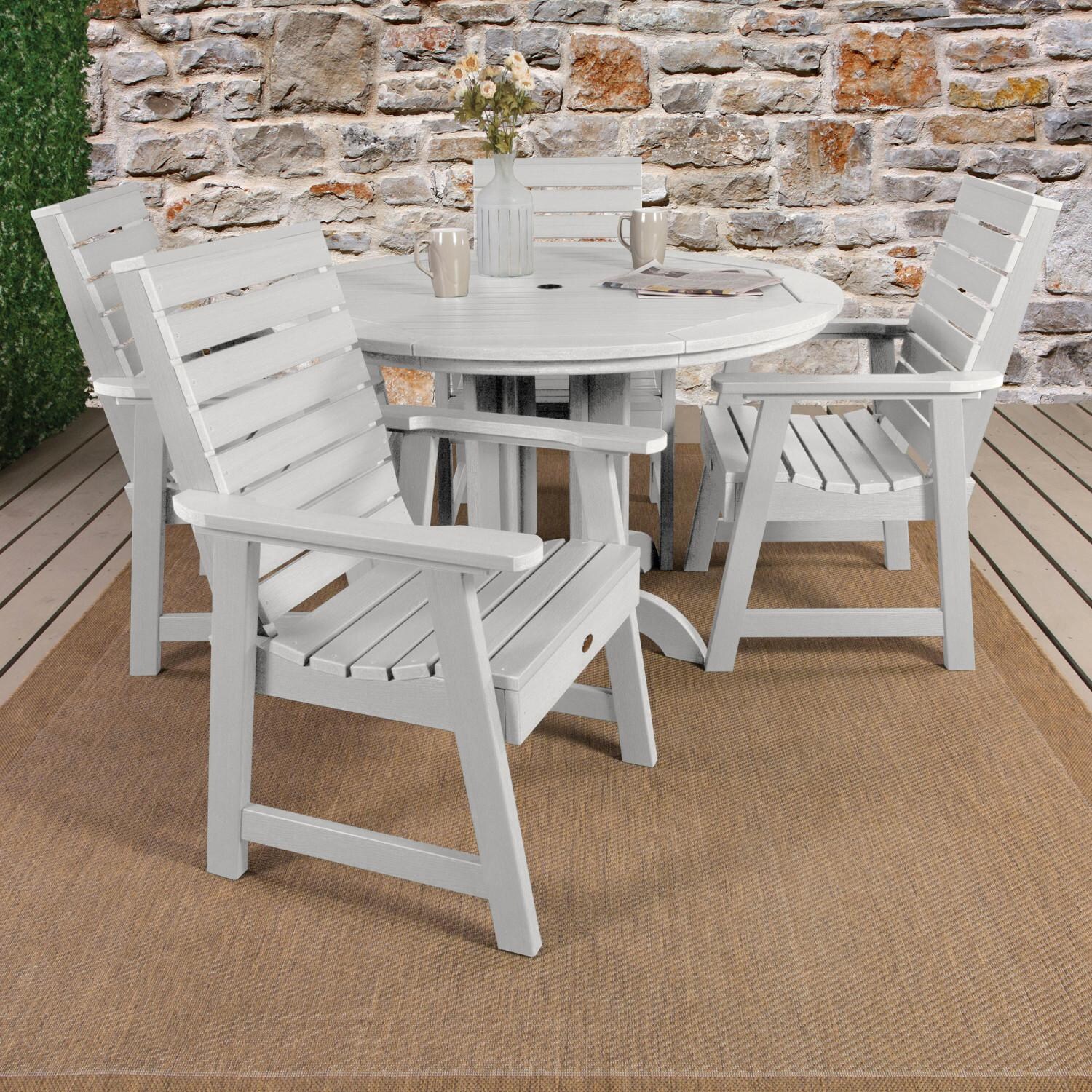 Highwood USA Weatherly 5 Piece Round Dining Set - Dining Height - White image