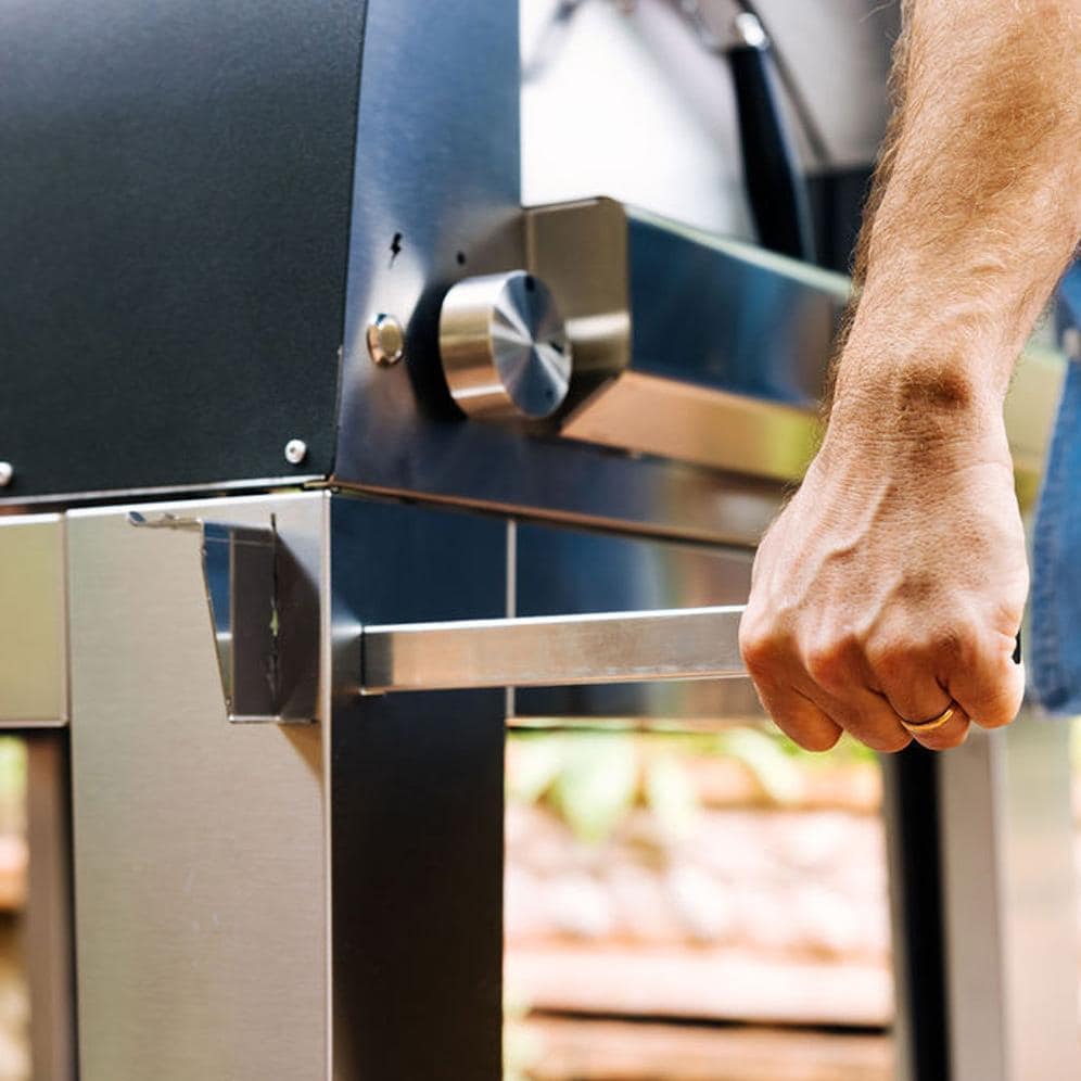 Fontana Forni FTROM-H-A + FTCART-XL Roma Hybrid Pizza Oven on Cart - Anthracite - Handle - Detail thumbnail