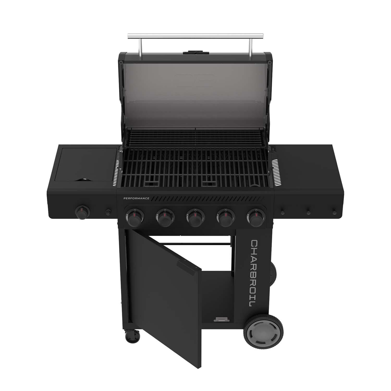 Charbroil 463463025 5-Burner Propane Grill - Black - Lid Open - White Background thumbnail