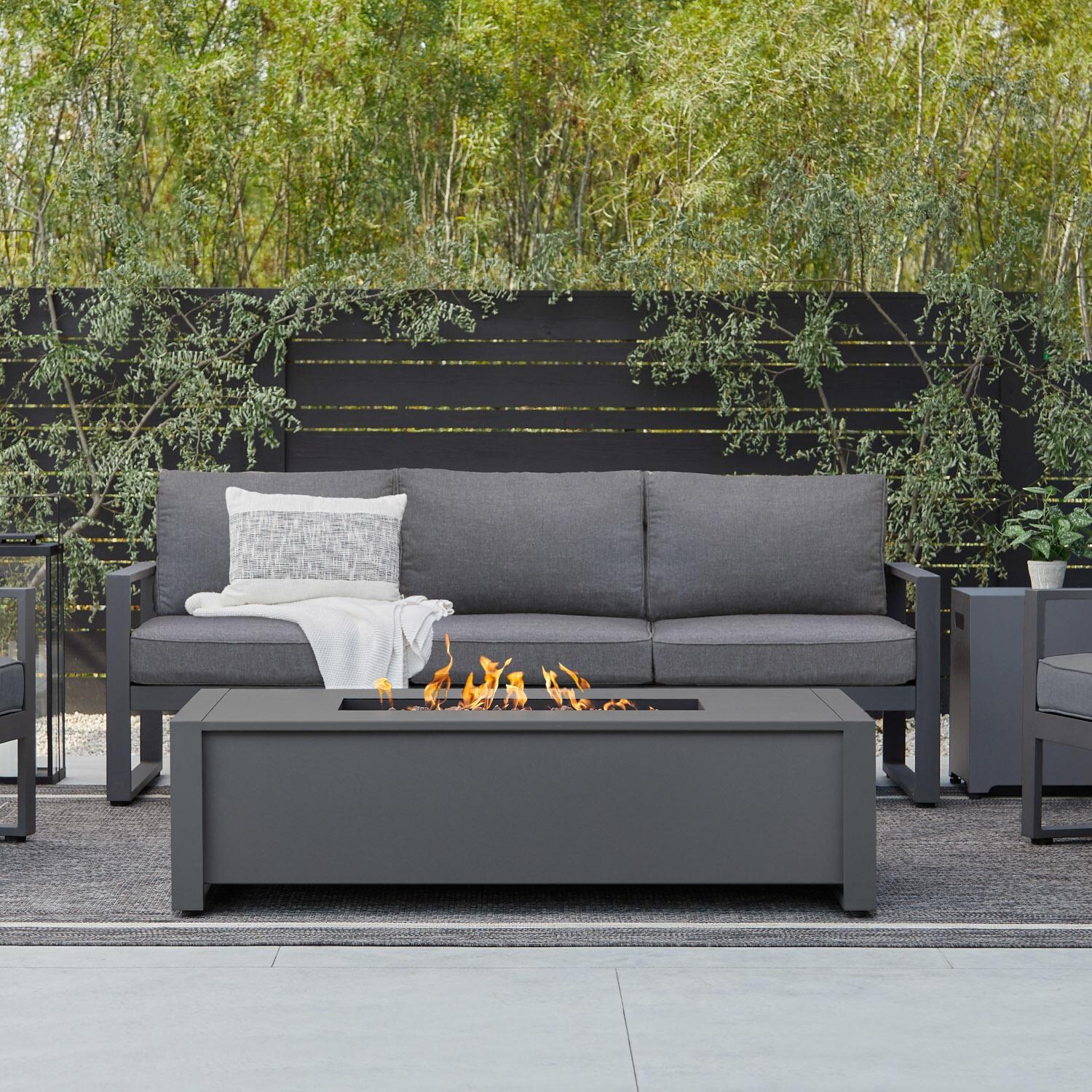 Real Flame Keenan 52-Inch Rectangle Propane Gas Fire Table - Gray - 6340LP-GRY image