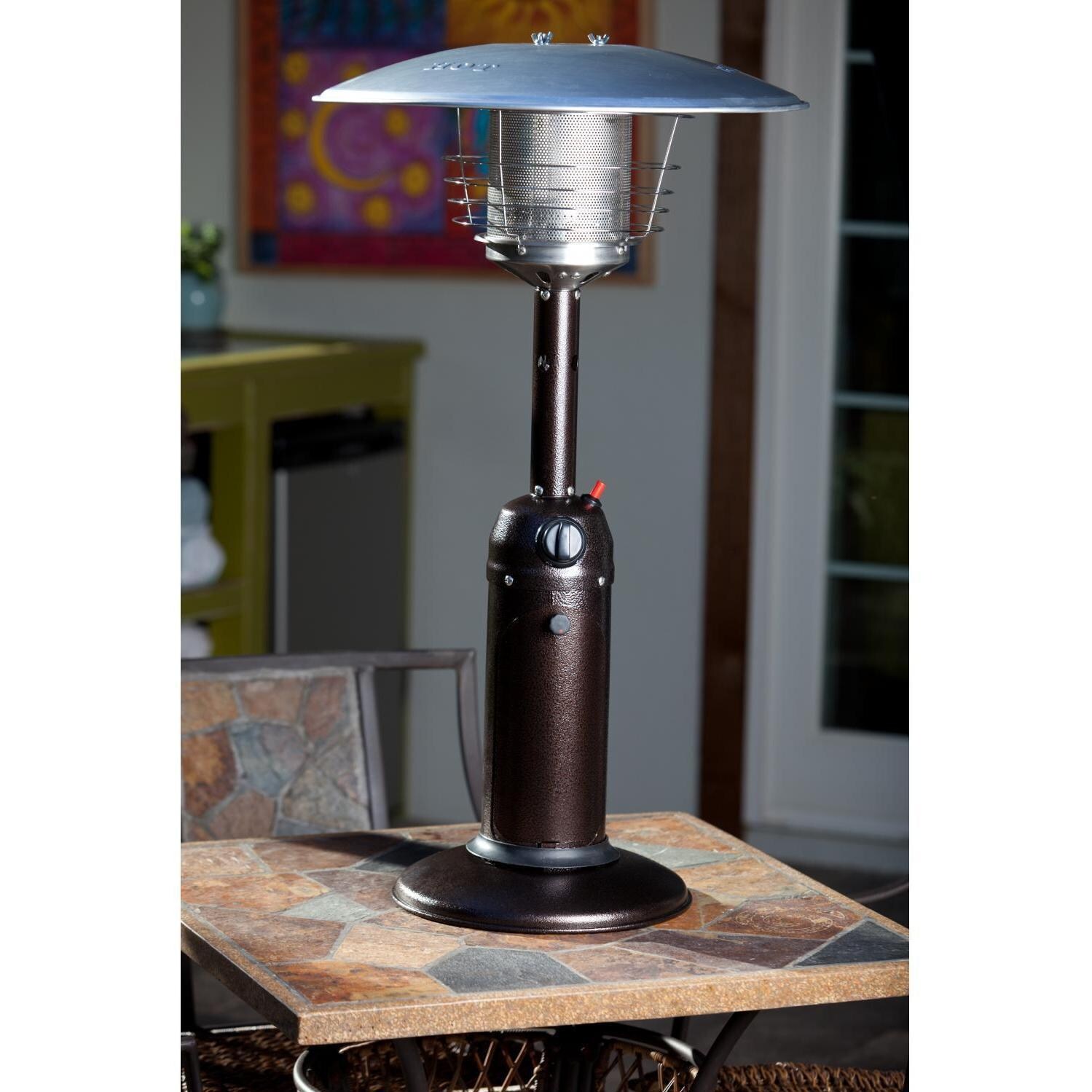 Ultimate Patio 10,000 BTU Tabletop Propane Gas Patio Heater - On a Table - Lifestyle thumbnail