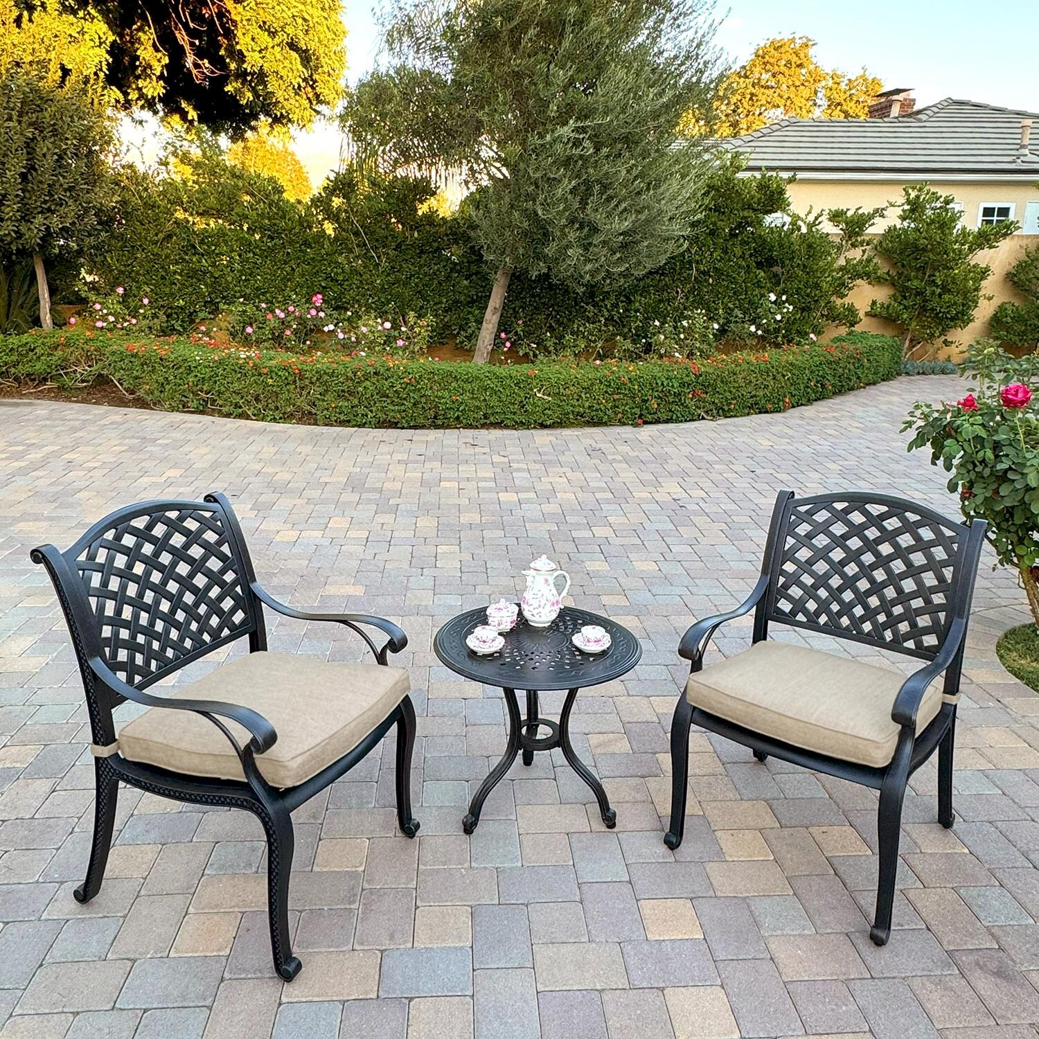 Darlee Nassau 3 Pc Bistro Set w/ 24 Inch Table & Swivel Rockers - 0 - Lifestyle thumbnail