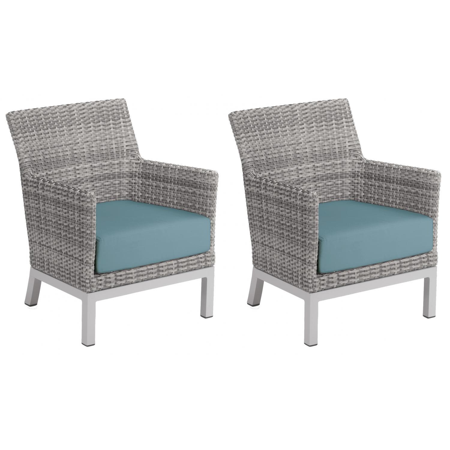 Argento 2 Piece Wicker Patio Club Chair Set W/ Ice Blue Cushions By Oxford Garden image
