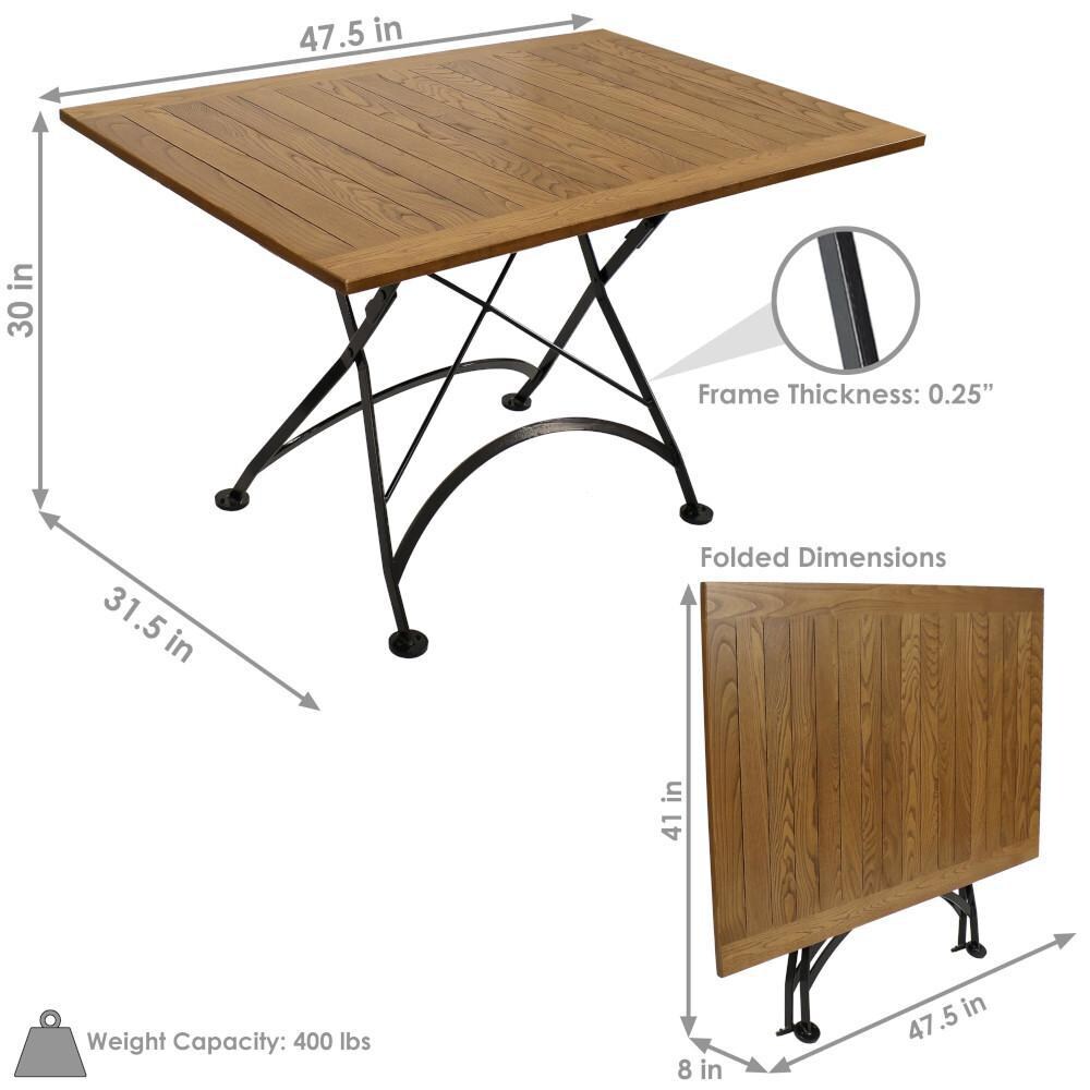 Ultimate Patio 48-Inch European Chestnut Wood Folding Dining Table - Dimensions thumbnail