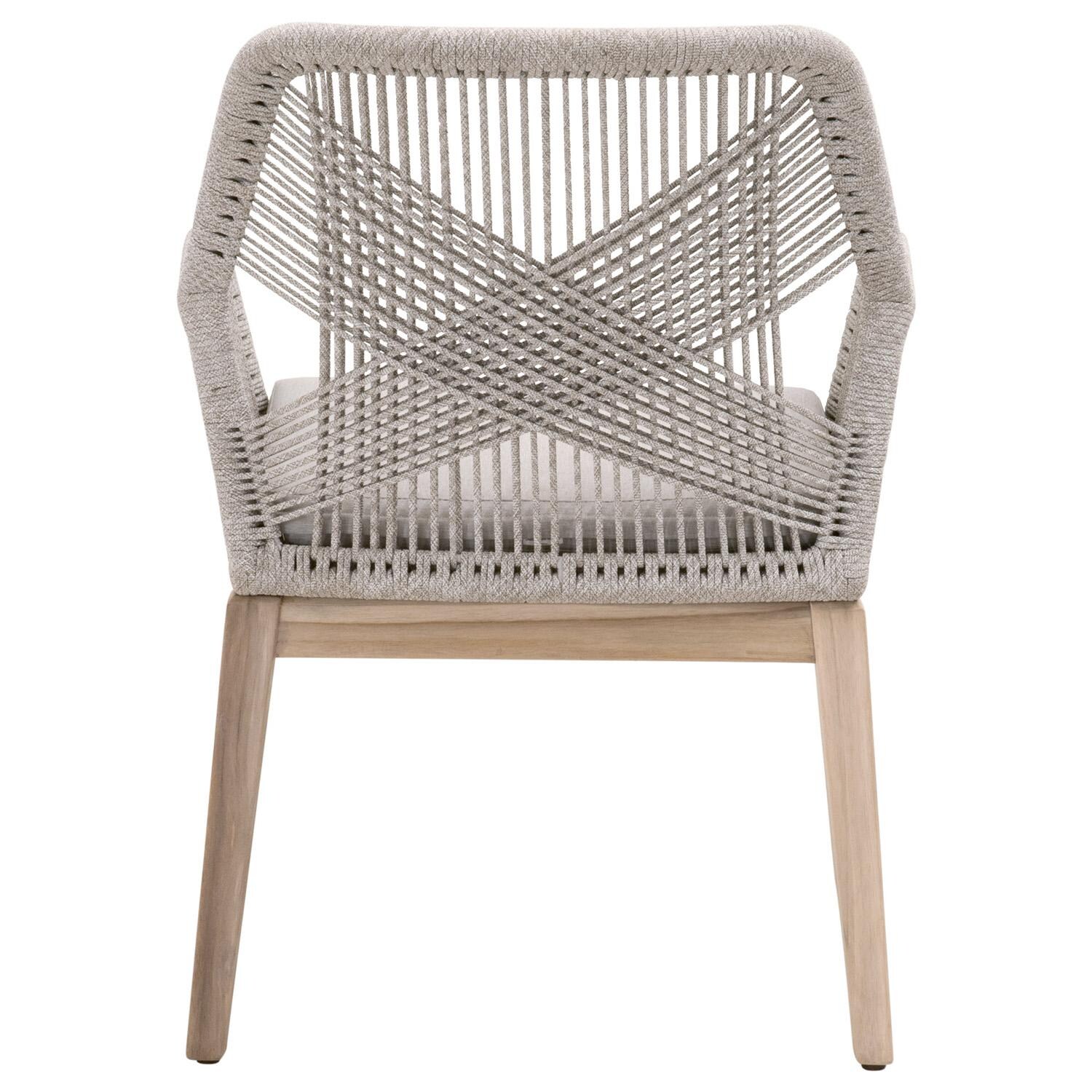 Lakeview Peninsula Way 2 Pc Woven Rope Dining Arm Chair in Taupe & White - Back View thumbnail