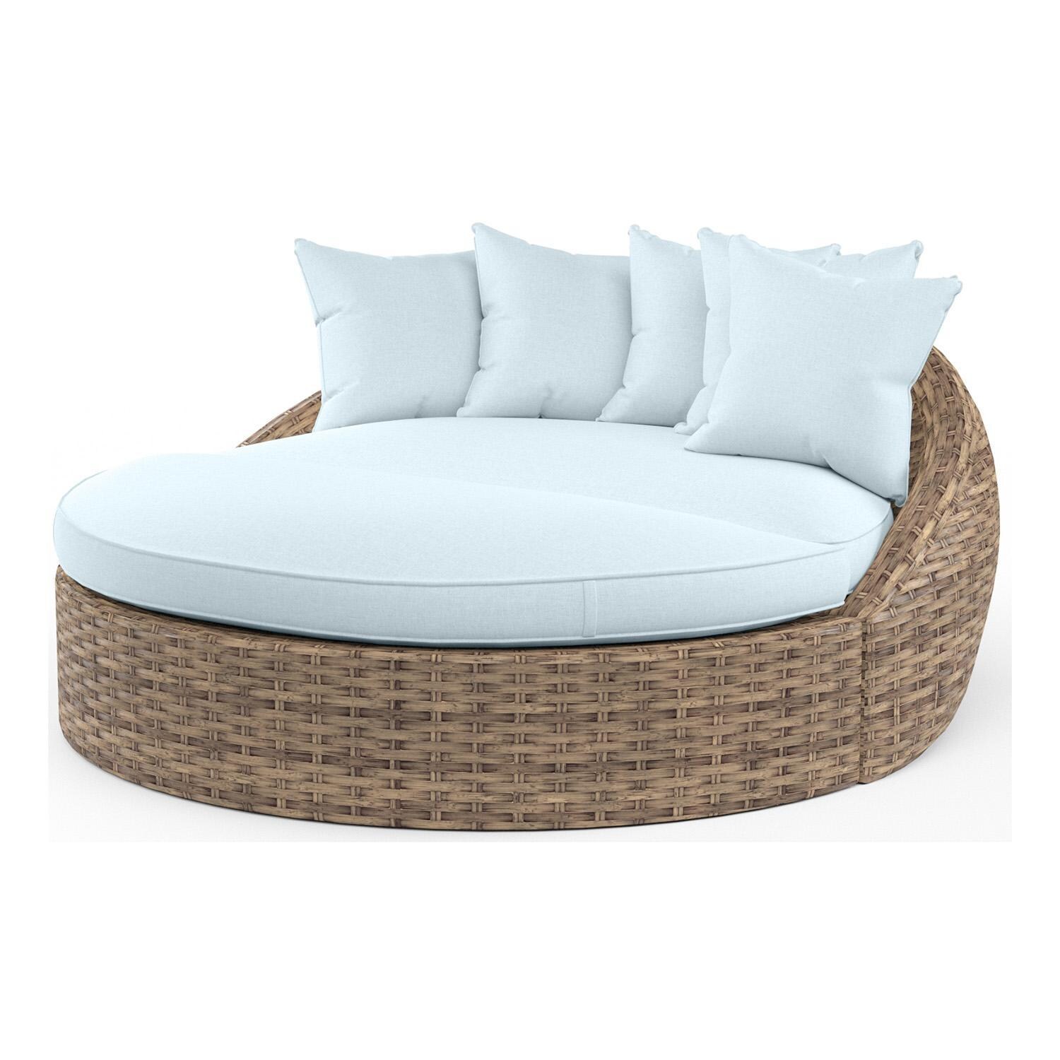 Havana Round Wicker Daybed in Tobacco/Canvas Skyline by Sunset West - White Background thumbnail