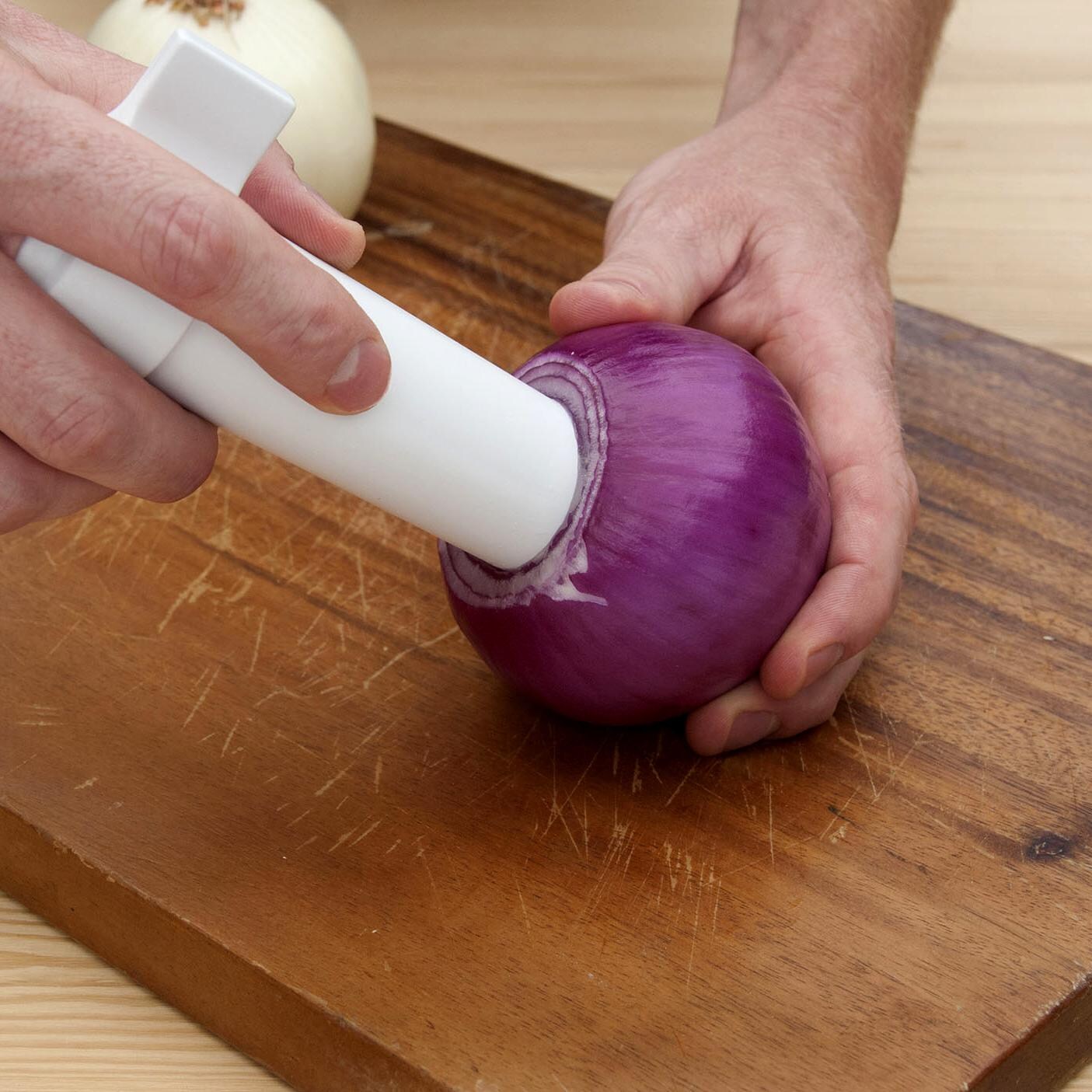 5-Inch Blossoming Onion Stainless Steel Grill Rack - Coring the Onion thumbnail