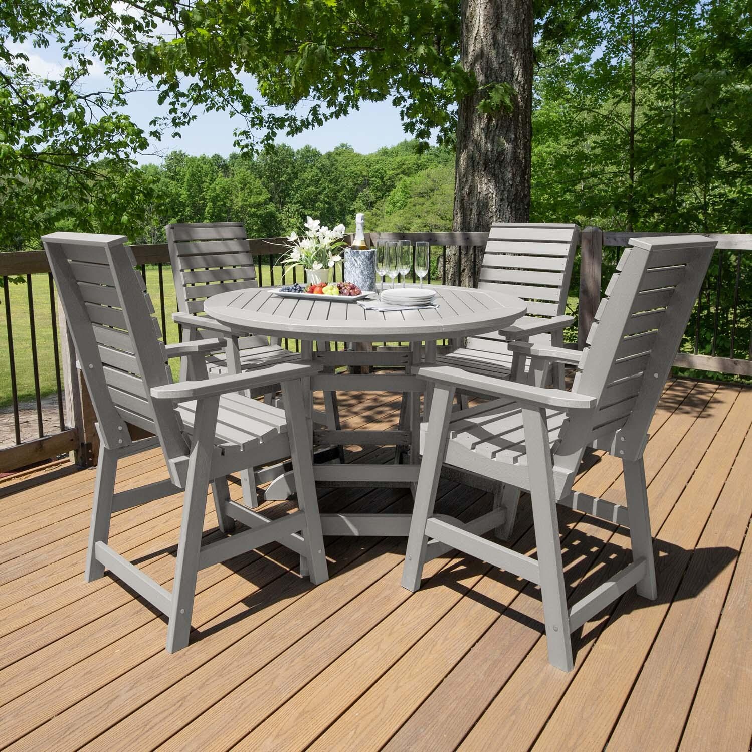 Elm Pointe 5 Pc Recycled Plastic Counter Height Dining Set in Harbor Gray by Lakeview Outdoor Designs