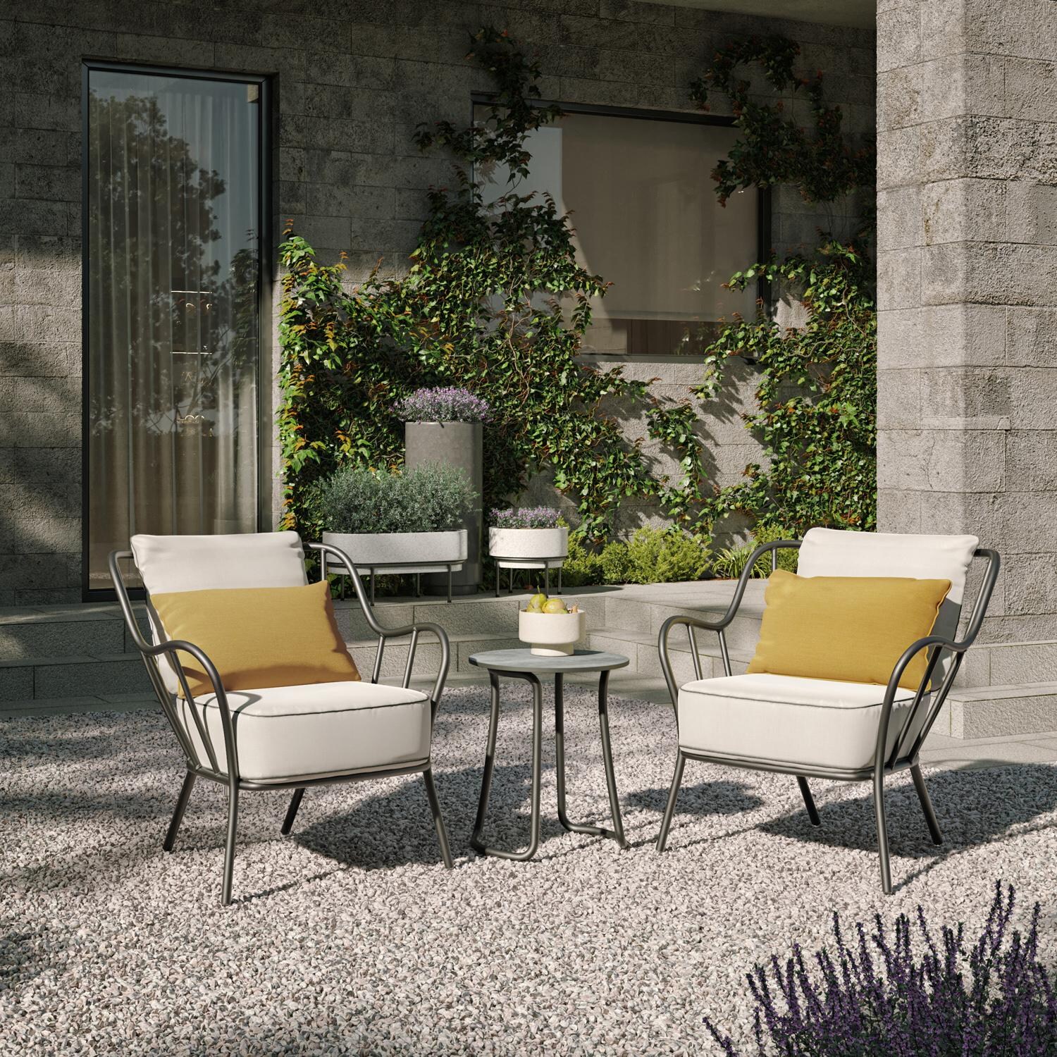 Oxford Garden Malti 17 1/4 Inch Carbon Aluminum End Table W/ Skyline HPL Table Top - Patio thumbnail