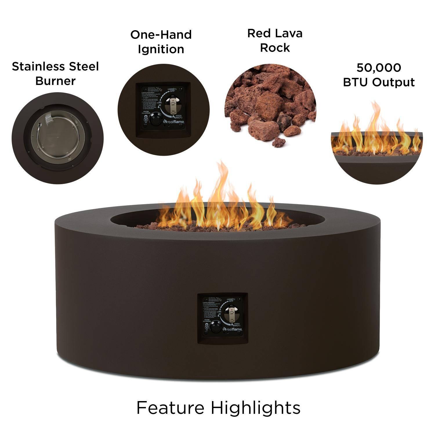 Elysian 36-in Round Steel Propane Fire Pit Table in Dark Bronze by Lakeview Outdoor Designs - Features - Detail thumbnail
