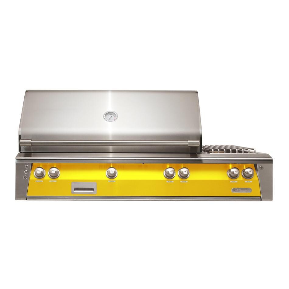 Alfresco ALXE 56-Inch Built-In Propane Deluxe Grill With Rotisserie And Side Burner in Traffic Yellow - ALXE-56-LP-S1023