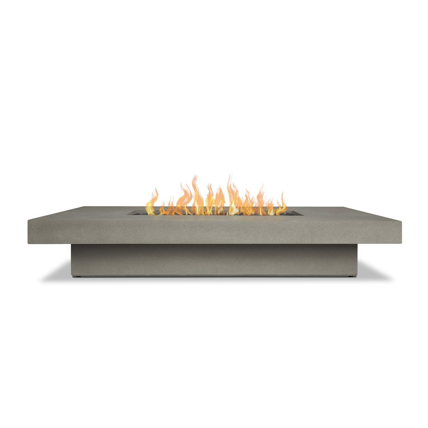 Hickory Bay 3704LP-FLNT 72 Inch Rectangular Glass Fiber Reinforced Concrete Propane Fire Pit Table in Flint by BBQGuys Signature - Side View - White Background thumbnail