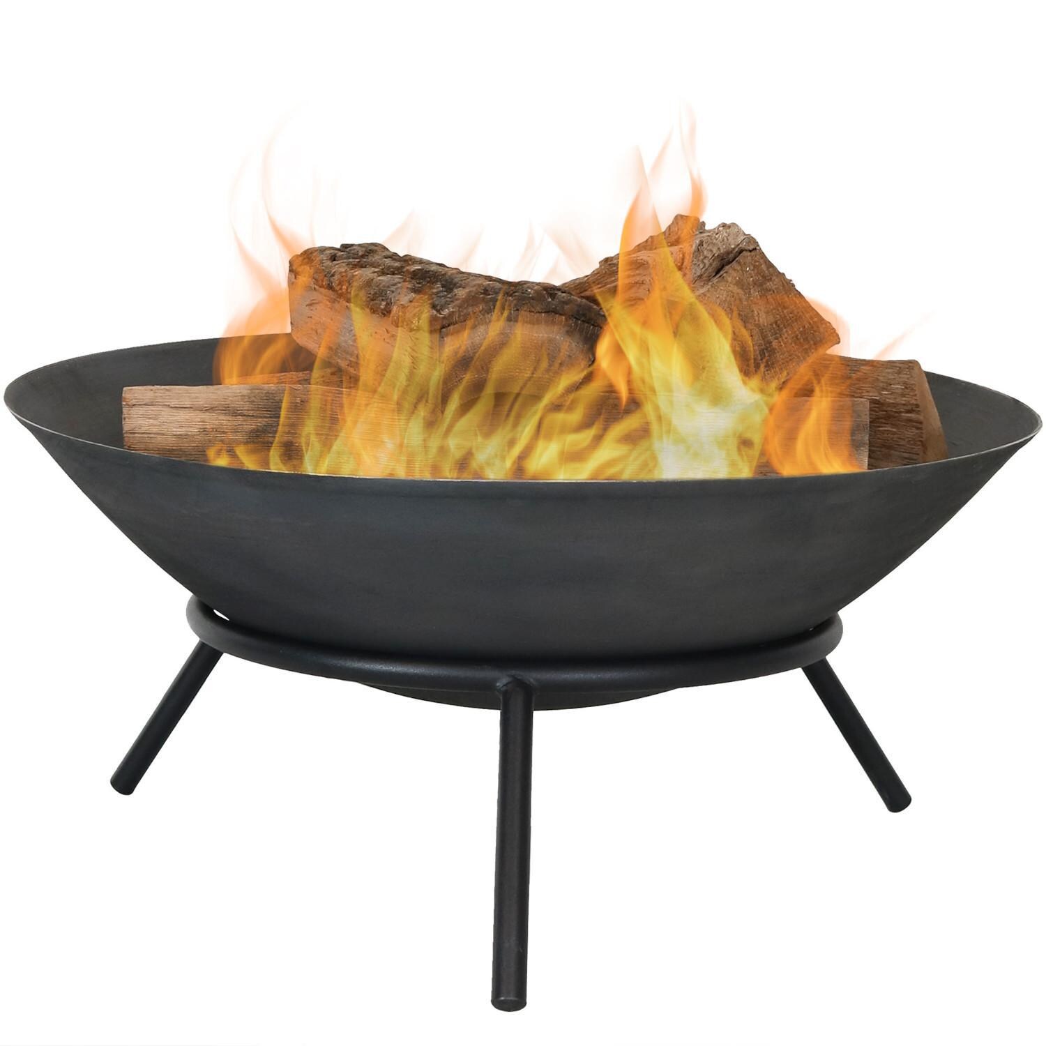 Ultimate Patio 22-Inch Cast Iron Raised Wood Burning Fire Pit - In Use thumbnail