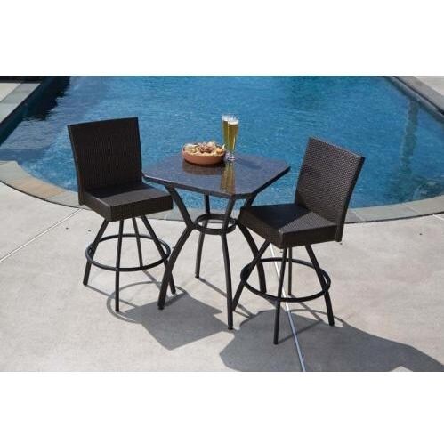Alfresco Home Vento Granite Top Wicker Outdoor Bar Set 29 5 Inch