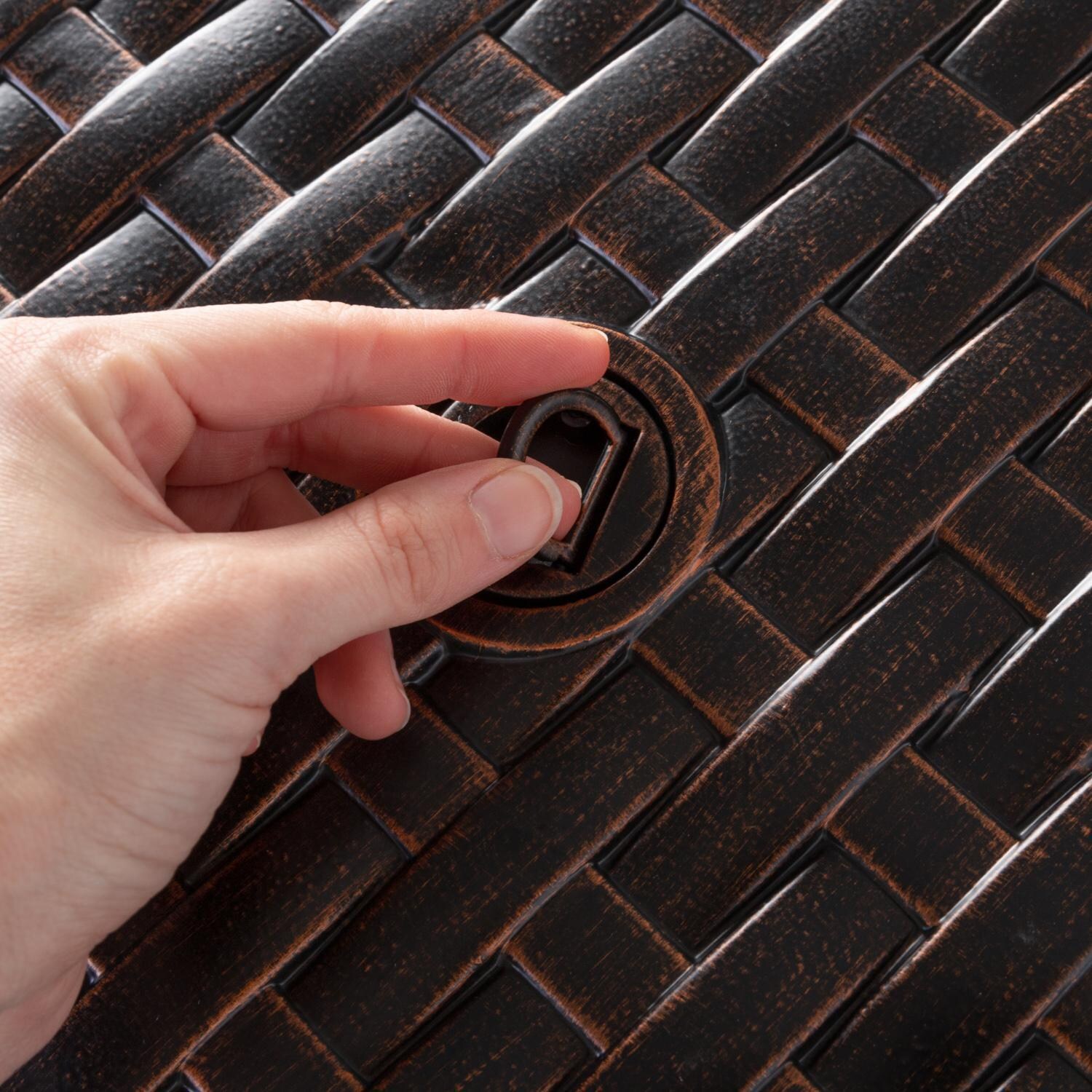 Ultimate Patio 62373 Welcome View 44-Inch Round Woven Aluminum Propane Gas Fire Pit - Cover Handle thumbnail