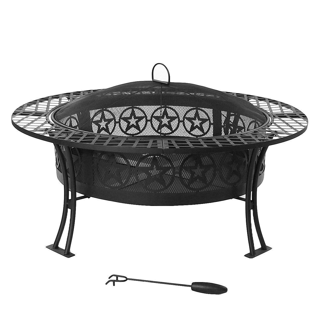Ultimate Patio 40-Inch Steel Star Wood Burning Fire Pit - Front View - White Background thumbnail
