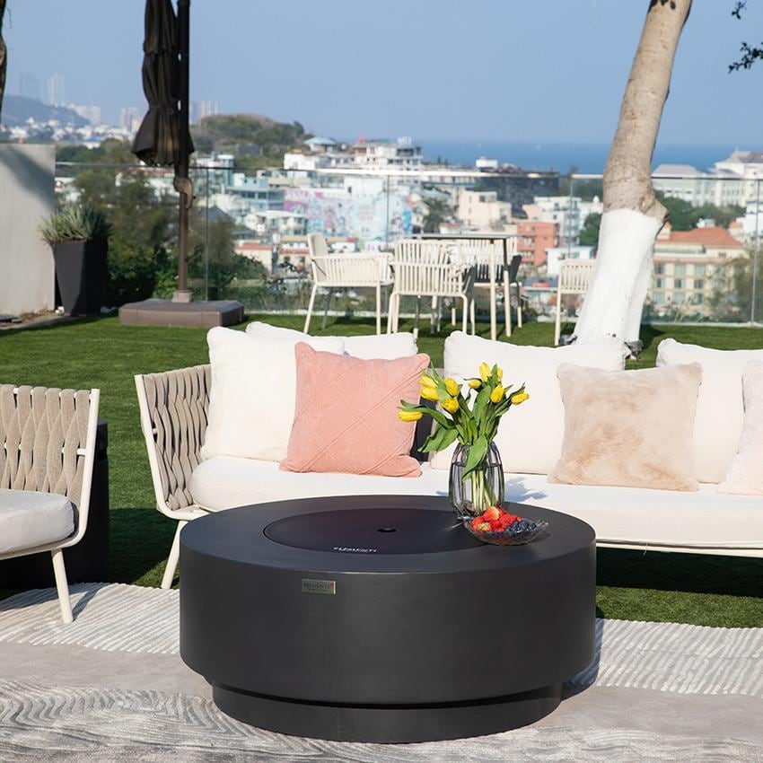 Elementi Nimes OFG414DG-LP 41-Inch Propane Dark Gray Fire Pit Table - Outside Covered With Aluminum Lid thumbnail