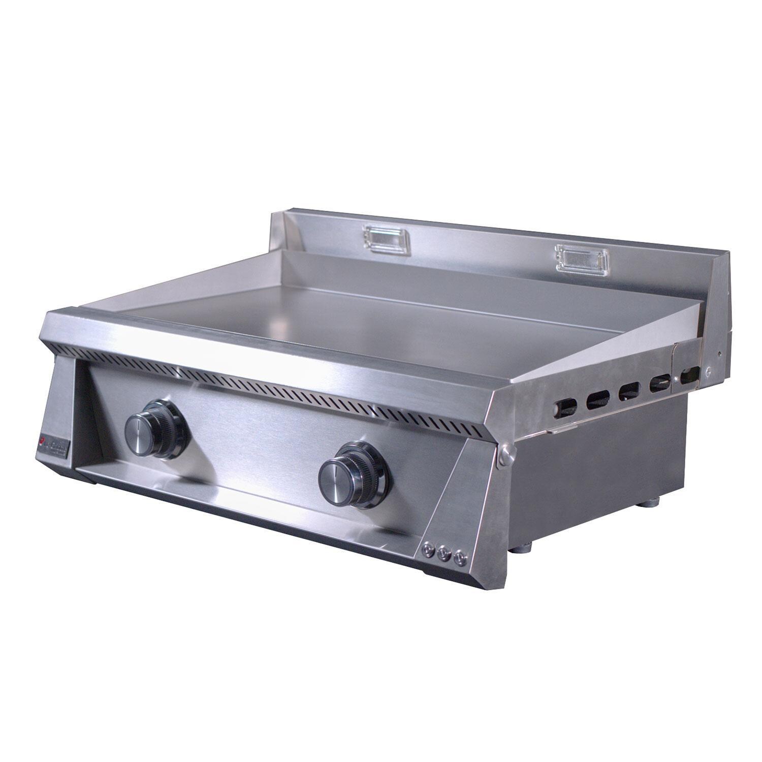 Le Griddle Pro Series 75 30-in 2 Burner Built-In Natural Gas Flat Top Grill w/ 3mm Plate & Lid - Side View - White Background thumbnail