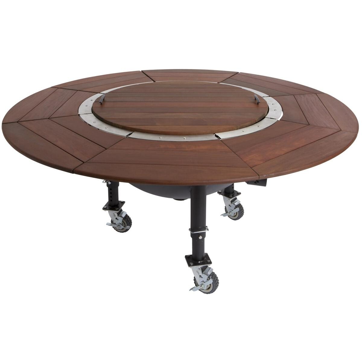 Gather Grills P01000101 Pioneer 35-Inch Wood Fire Pit W/ 68-Inch Ipe Hardwood Table - Shown With Lazy Susan thumbnail
