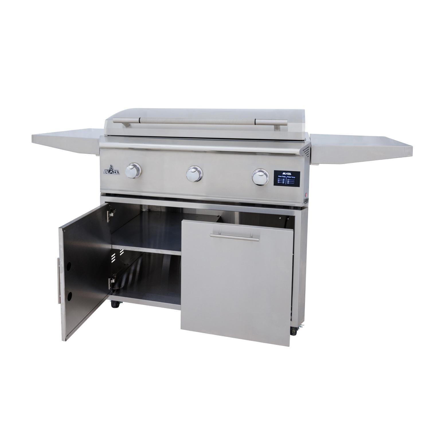 Blaze BLZ-GRIDDLE40-CART-LTSC LTE PRO 40-Inch Gas Griddle Cart - Door Open (Grill Not Included) - White Background thumbnail