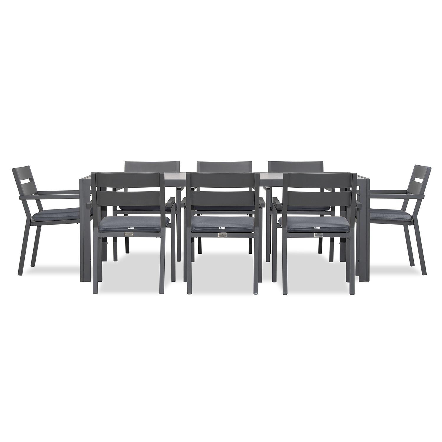 Calm Bay 9 Pc Rectangular Dining Set in Slate/Canvas Charcoal by Lakeview - White Background 3 thumbnail