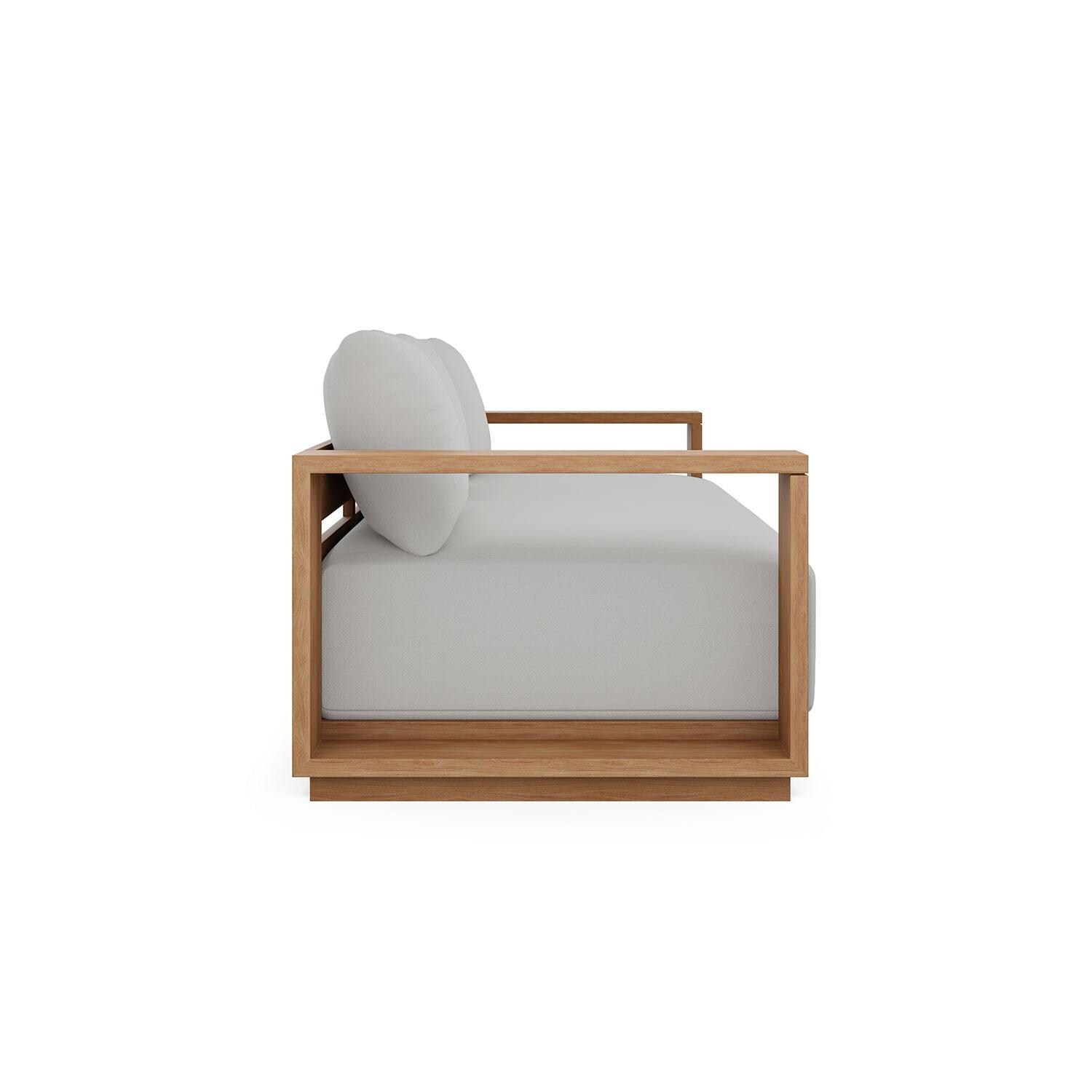 Bellawood 3 Person Teak Luxe Sofa in Silver by Lakeview Outdoor Designs - Side View - White Background thumbnail