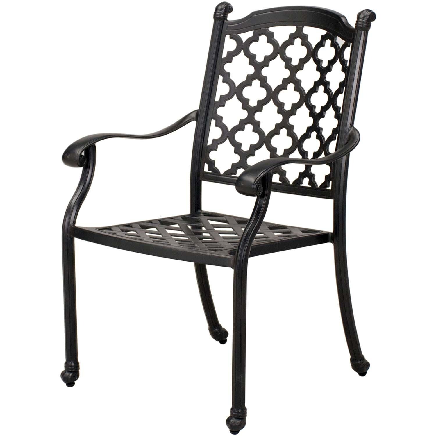 Madison 9 Pc Cast Aluminum Dining Set in Antique Bronze/Sesame by Darlee - Dining Chair - White Background thumbnail