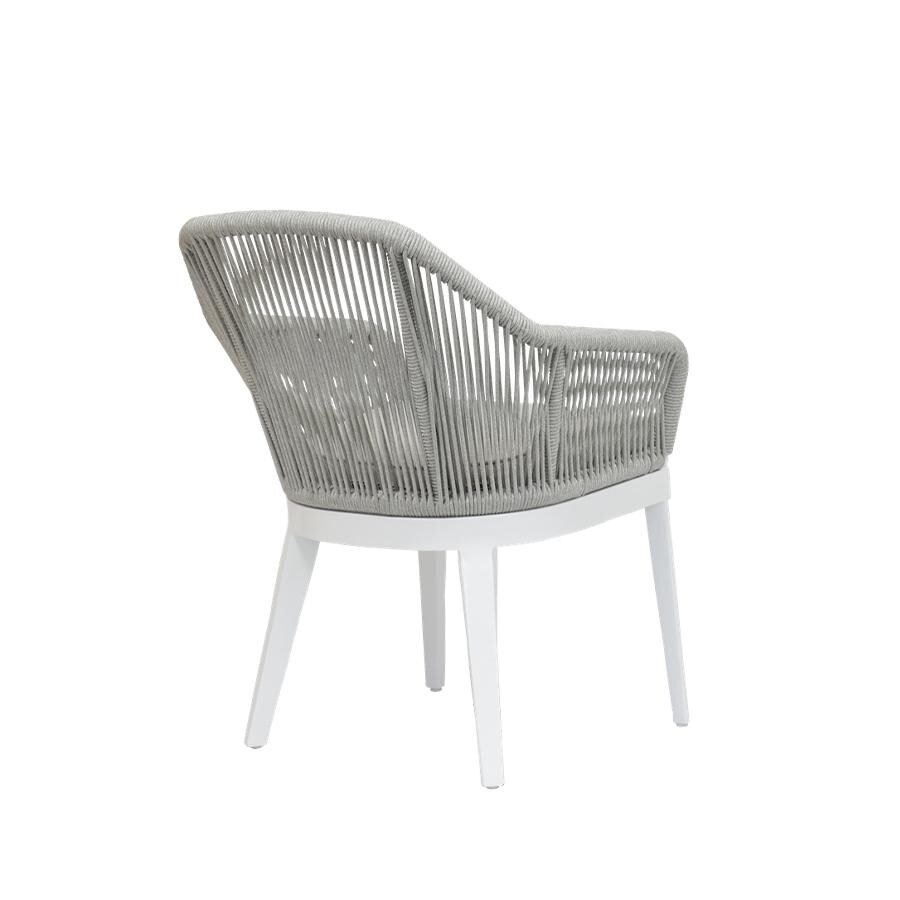 Sunset West - 4401-1-57005 - Miami Olefin Rope & Aluminum Patio Dining Chair W/ Sunbrella Echo Ash Cushion - Rear View thumbnail