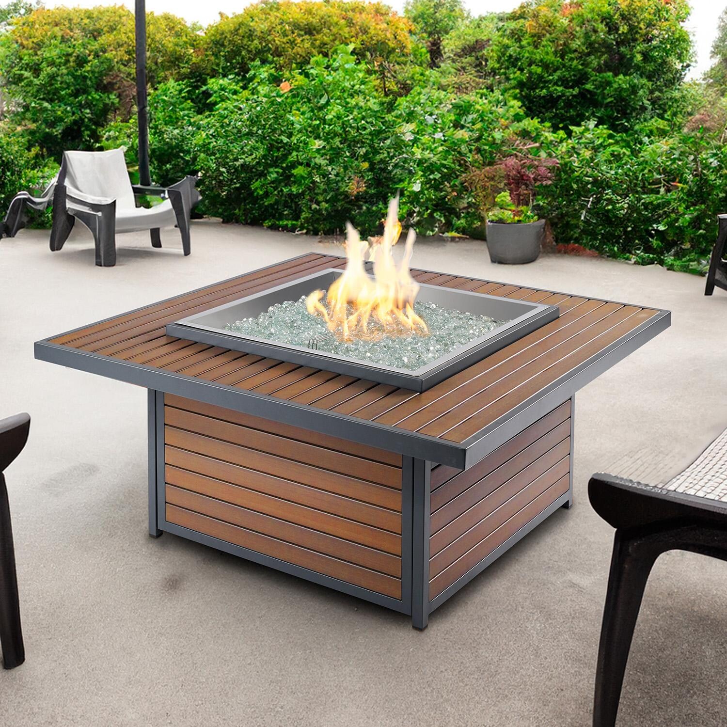 Revere 40-in Square Propane Fire Pit Table in Brown by Lakeview Outdoor Designs
